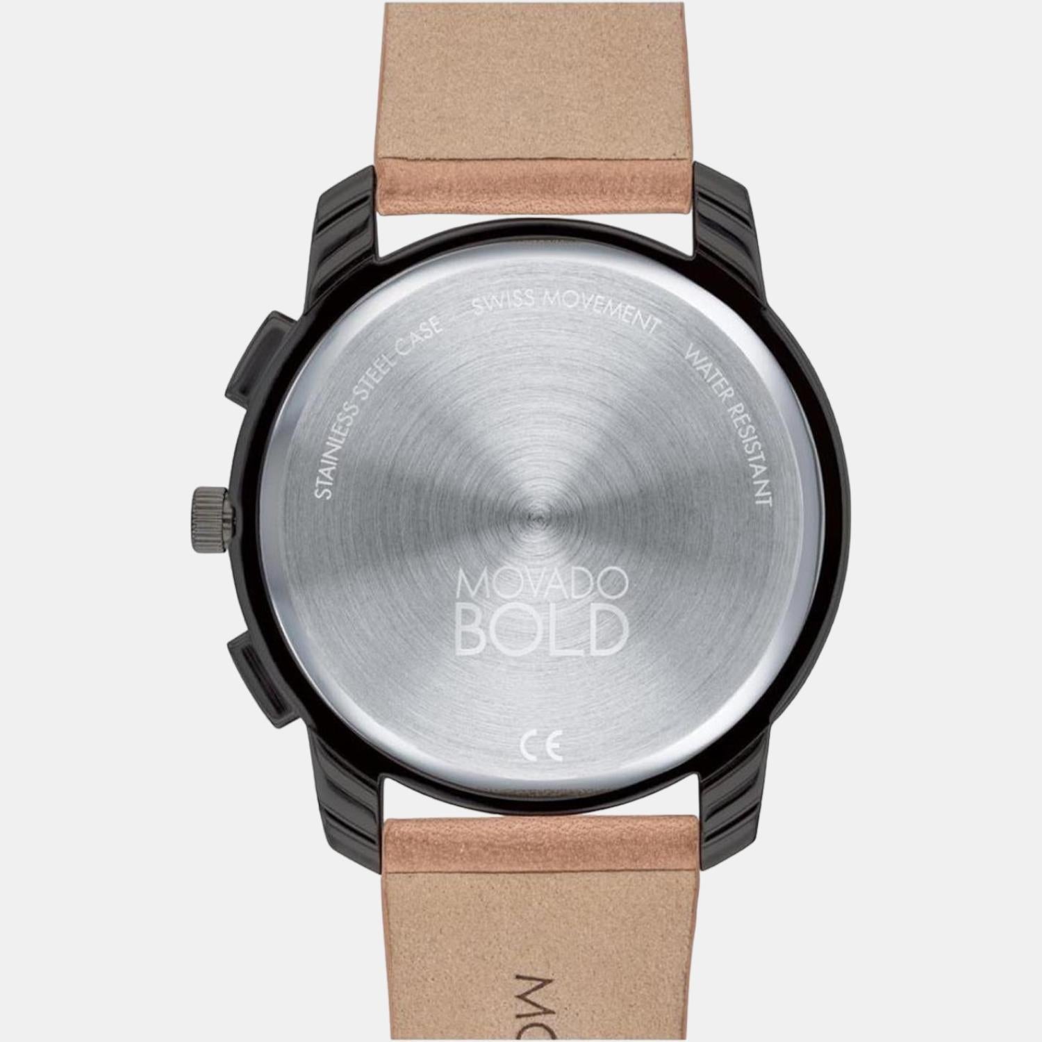 Movado Bold Thin Men Quartz Grey Dial Chronograph Leather Watch 3600719 - view 3