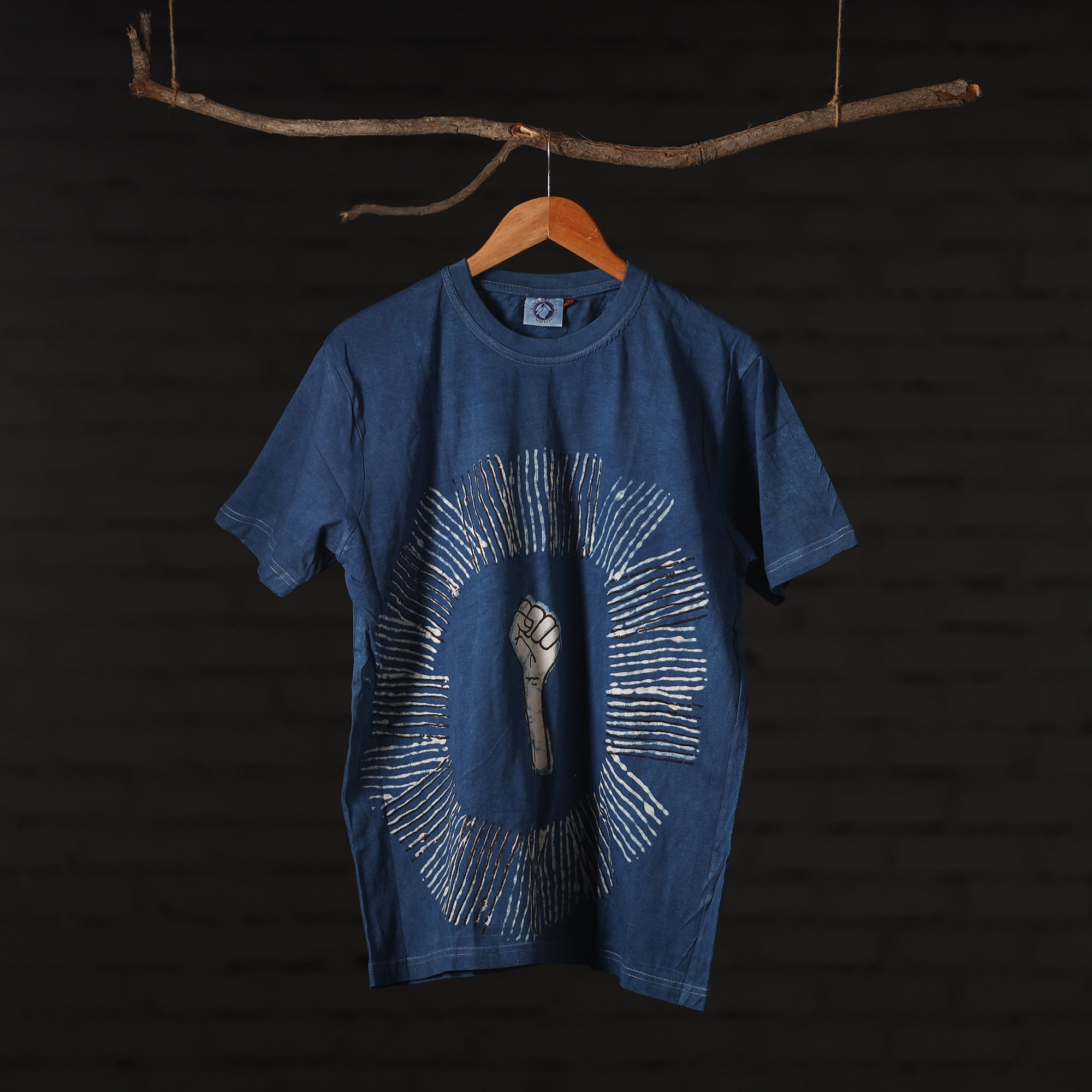 BINDAAS UNLIMITED Blue - Bindaas Block Art Printed Cotton Round Neck T-shirt