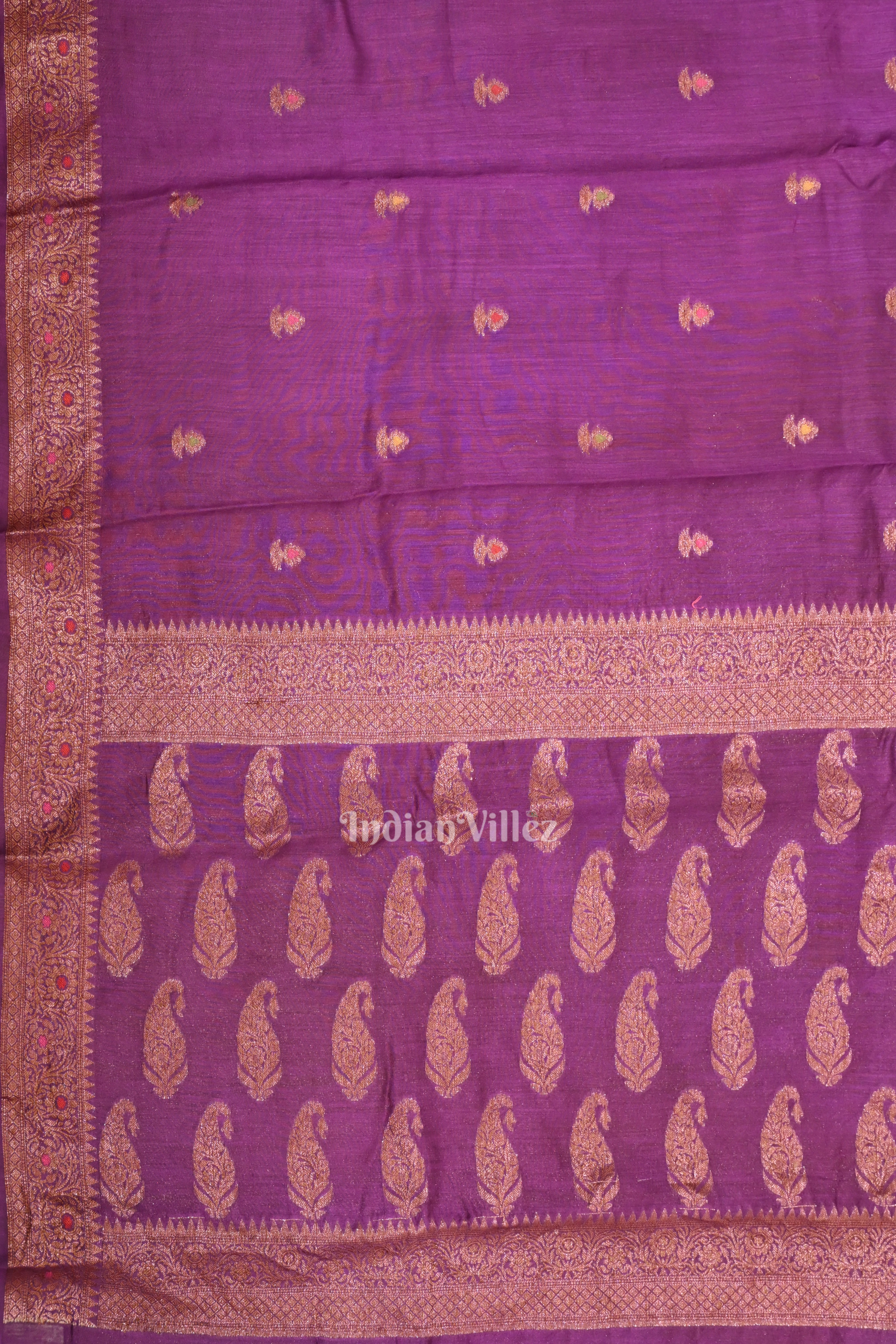 IndianVillèz Purple Tussar Banarasi Saree – Women's - view 3
