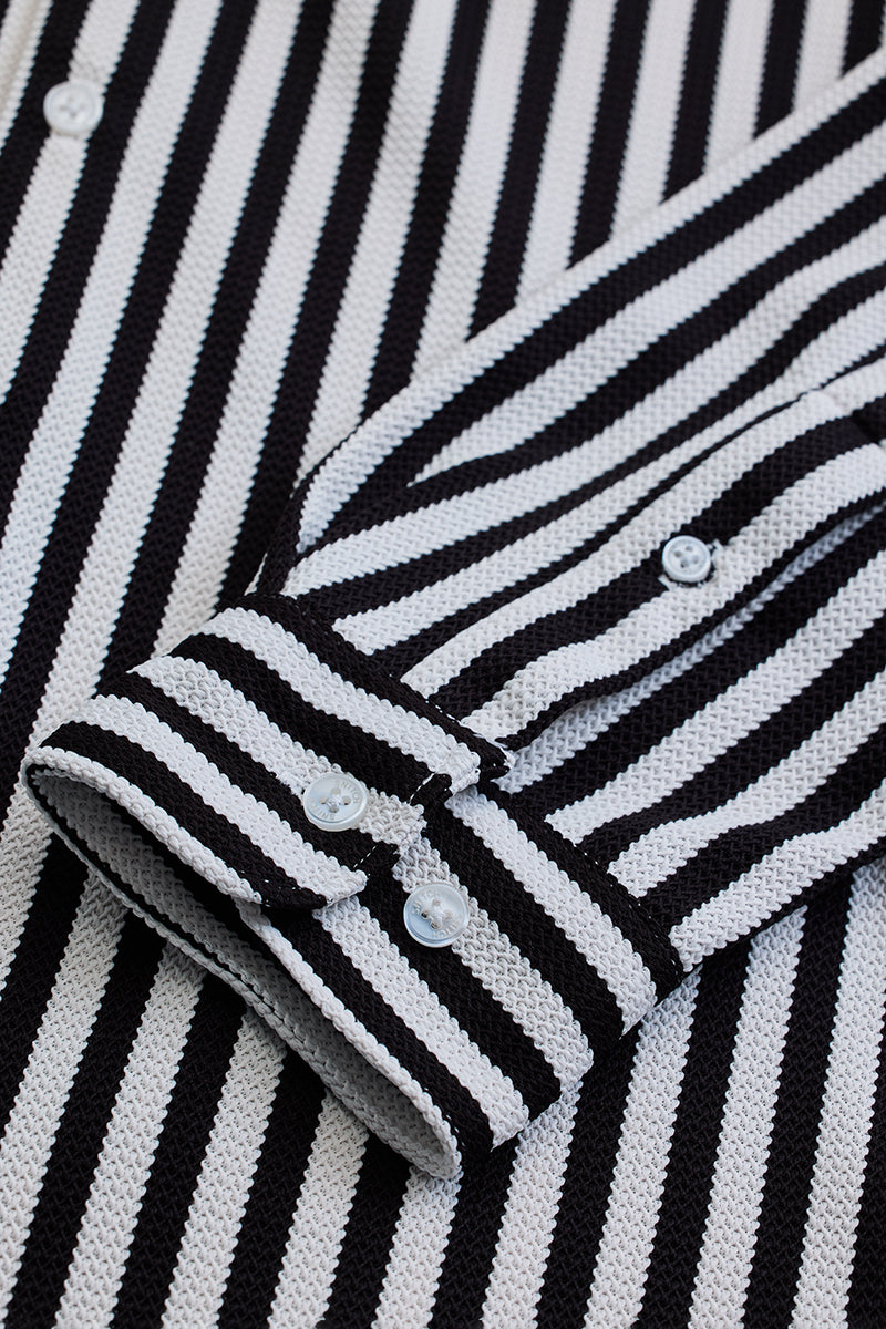 SNITCH Black Stripes Slim Fit Shirt - view 8