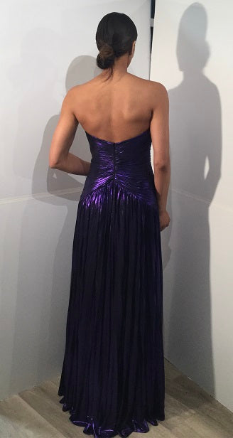 Metallic Strapless A-line Slit Gown by Jovani 43122 - view 3