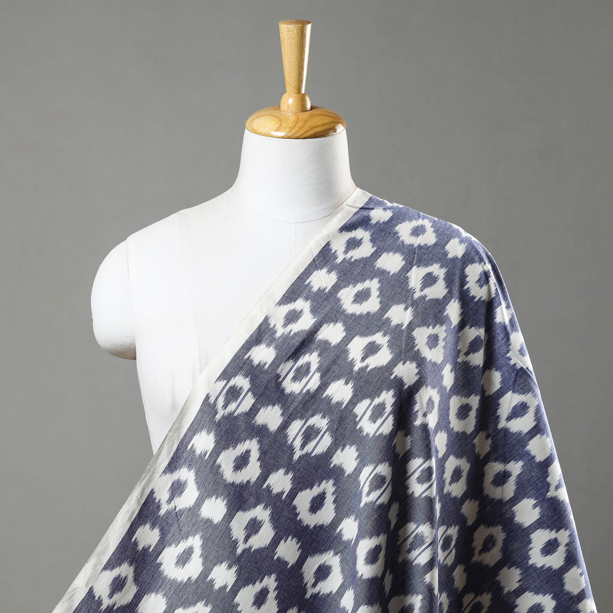 IKAT WEAVES BY EDEM CHANDANA Blue - Central Asian Pochampally Ikat Cotton Fabric 12