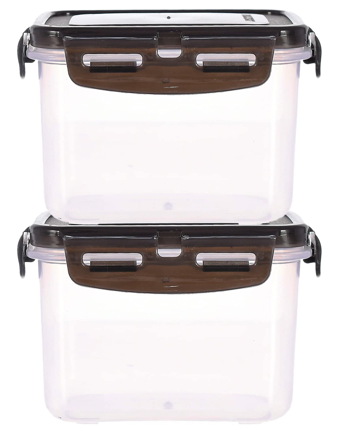 kuber Industries Multiuses BPA Free Leak Proof, Dishwasher/Freezer Safe Plastic Storage Container with Airtight Lock Lid, 600ml Pack of 2 (Black)-46KK