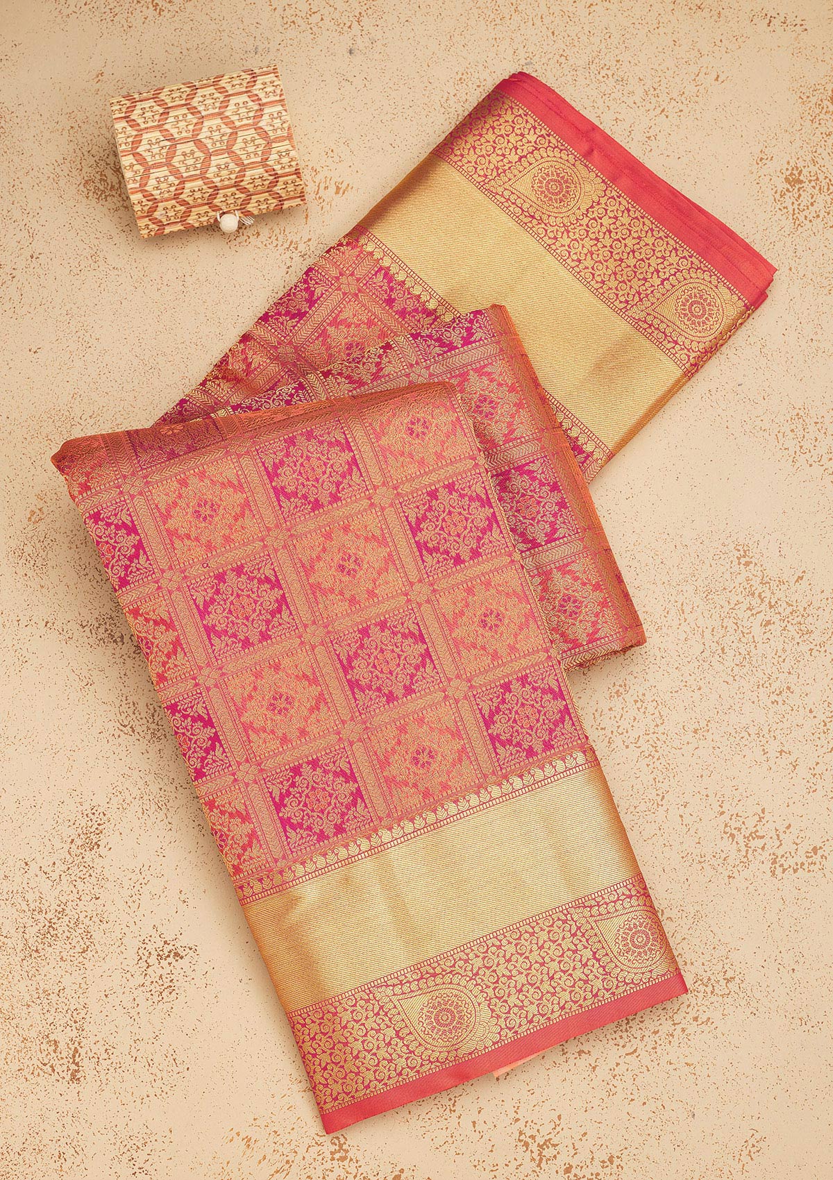Koskii Pink Zariwork Pure Silk Saree – Women's