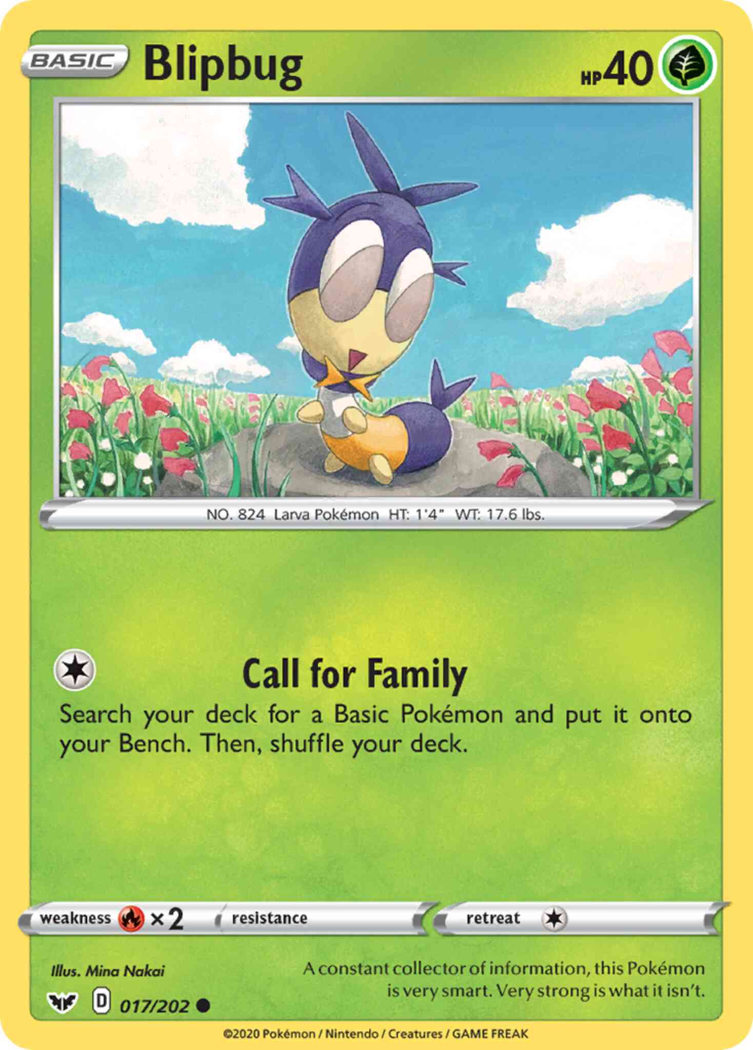Common swsh1-017 reverse – Pokémon Blipbug - 017/202 - Common [swsh1-017] [Reverse Holo]