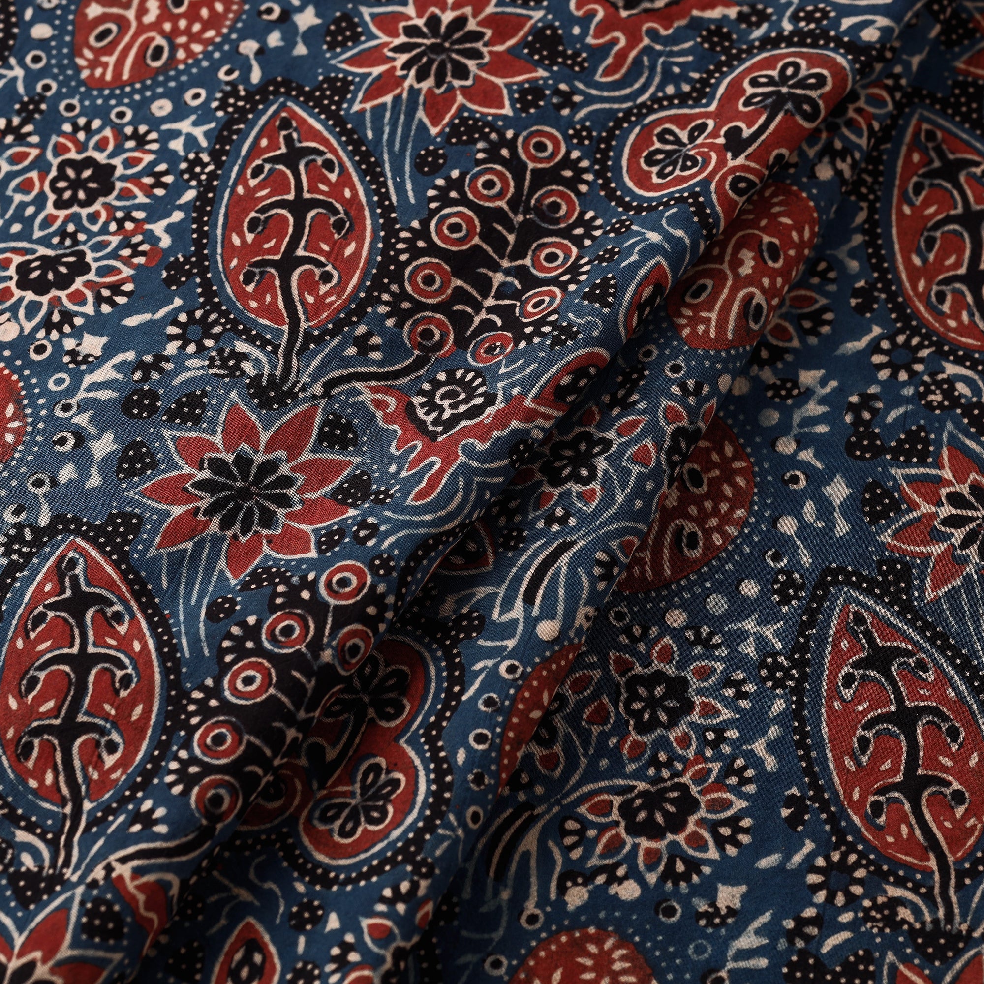 KACHCHH JI CHHAAP Blue - Ajrakh Hand Block Printed Cotton Fabric 17 - view 2