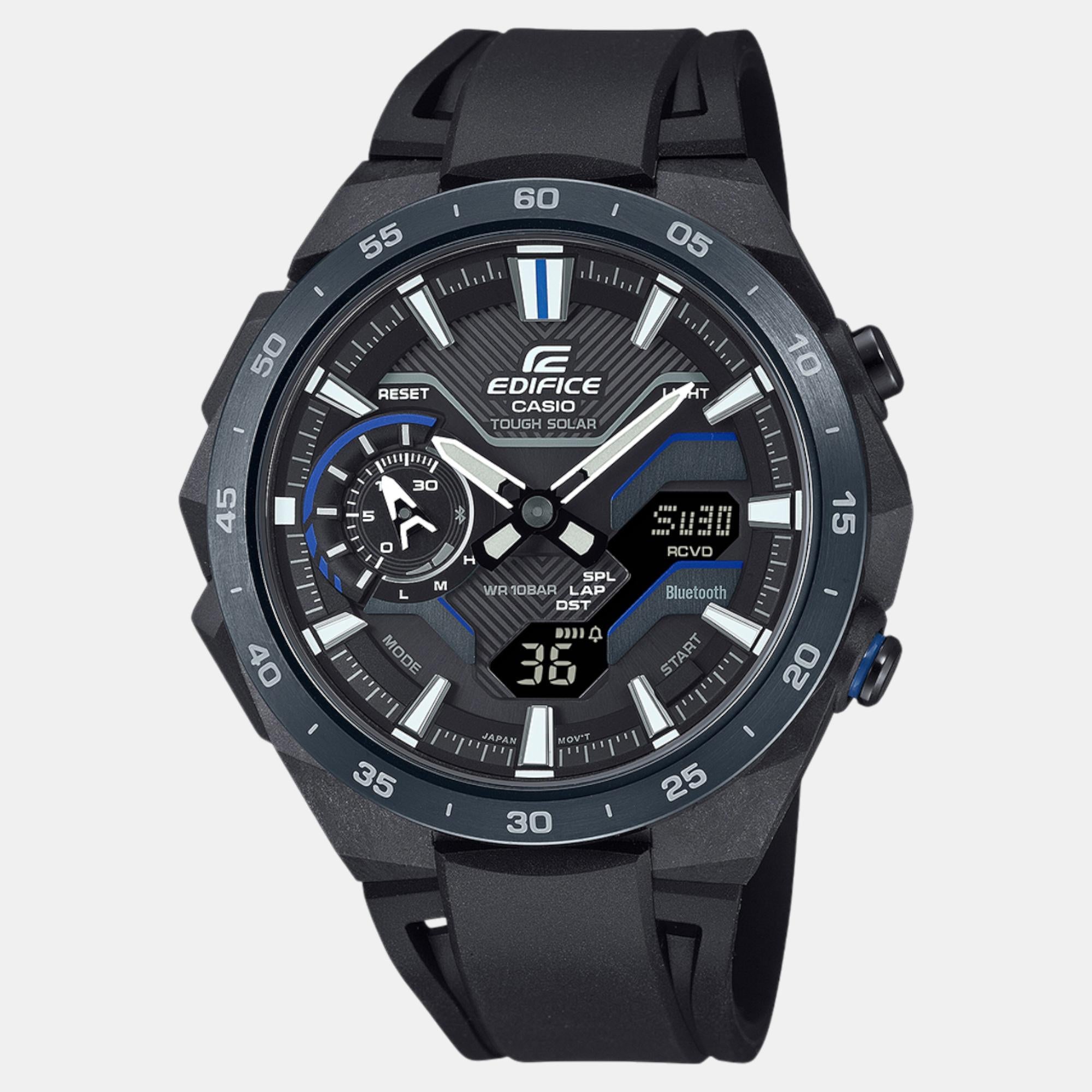 Casio Edifice Men Solar Black Dial Analog-Digital Resin Watch ED611