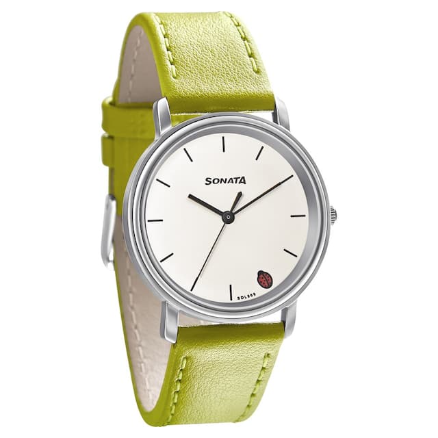 Sonata Play White Dial & Green Leather Strap - view 4