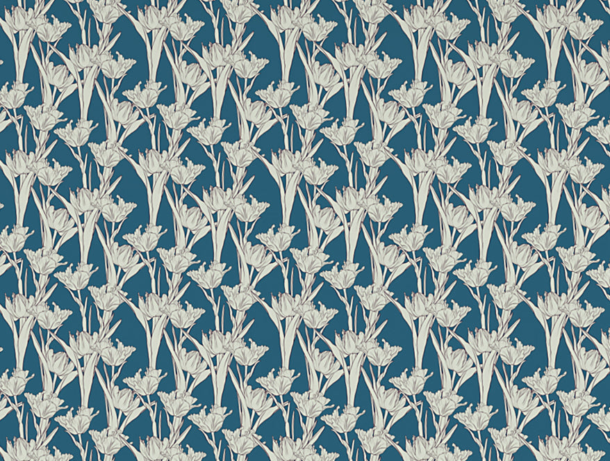 Spaces India Floral Blue Sapphire - Dark Blue Microfiber Double Bedsheet - Dazzle By Welspun - view 6