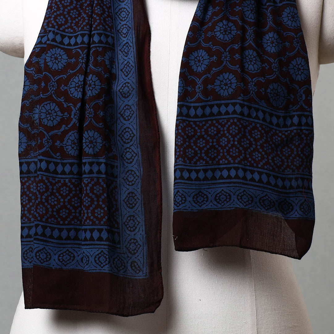 BAGH PRINTS BY MOHAMMED BILAL KHATRI Blue - Bagh Hand Block Printed Cotton Stole - view 3