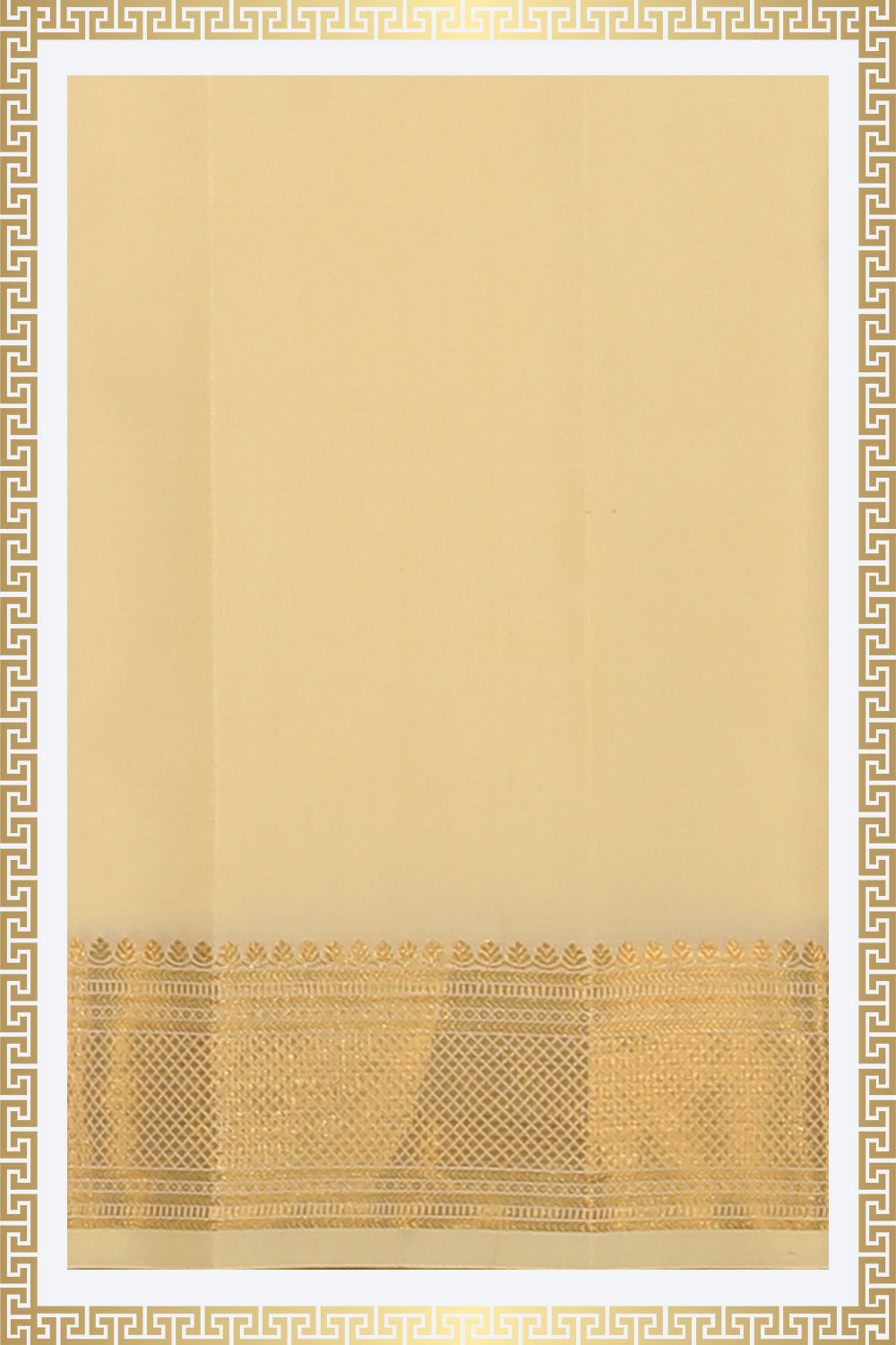 Kalanjali Kanchi Silk Ivory Cream Traditional Dhoti With Kanduva (8 X 4)