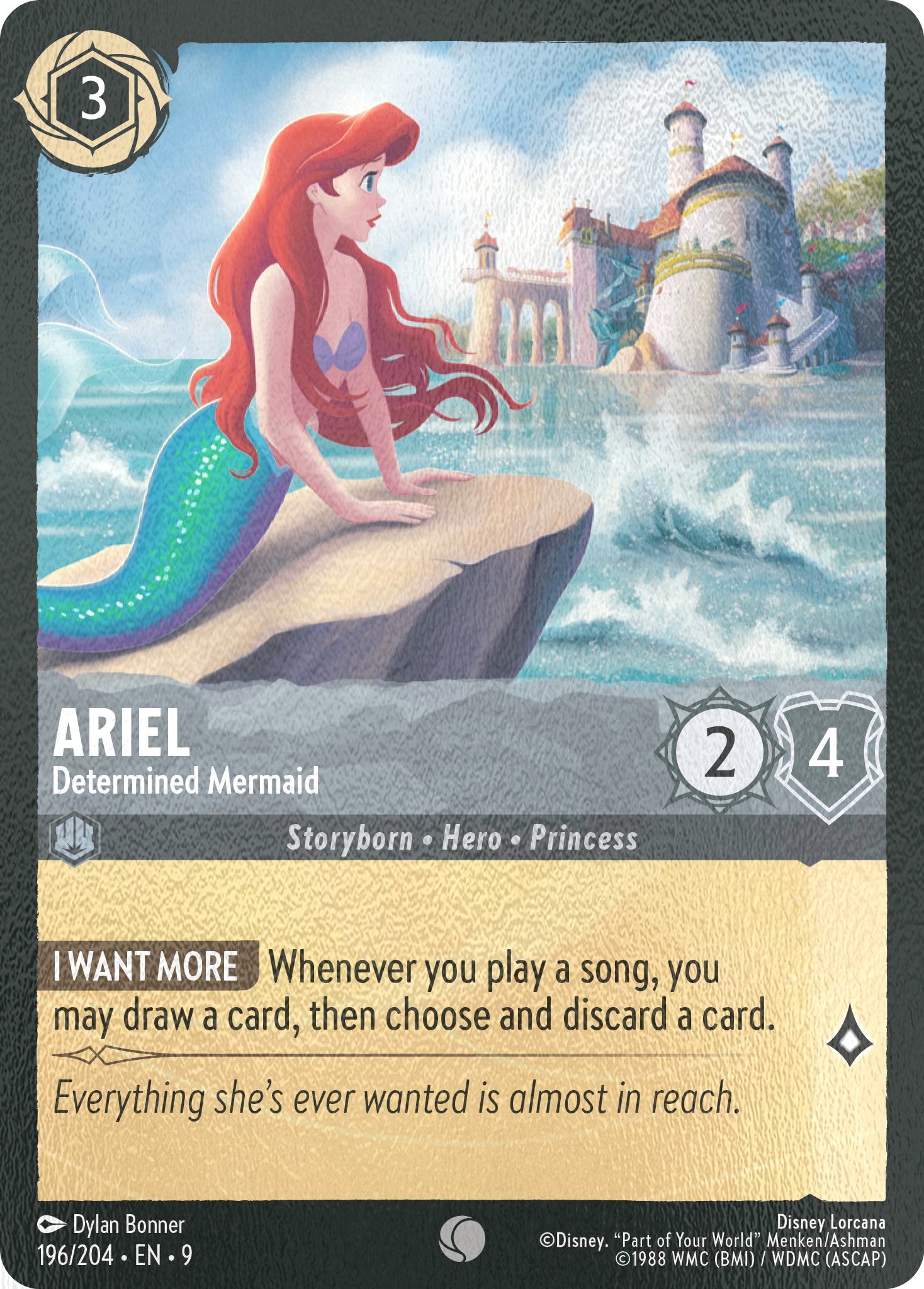 204 fabled cold – Lorcana Ariel - Determined Mermaid - 196/204 [Fabled] [Cold Foil]