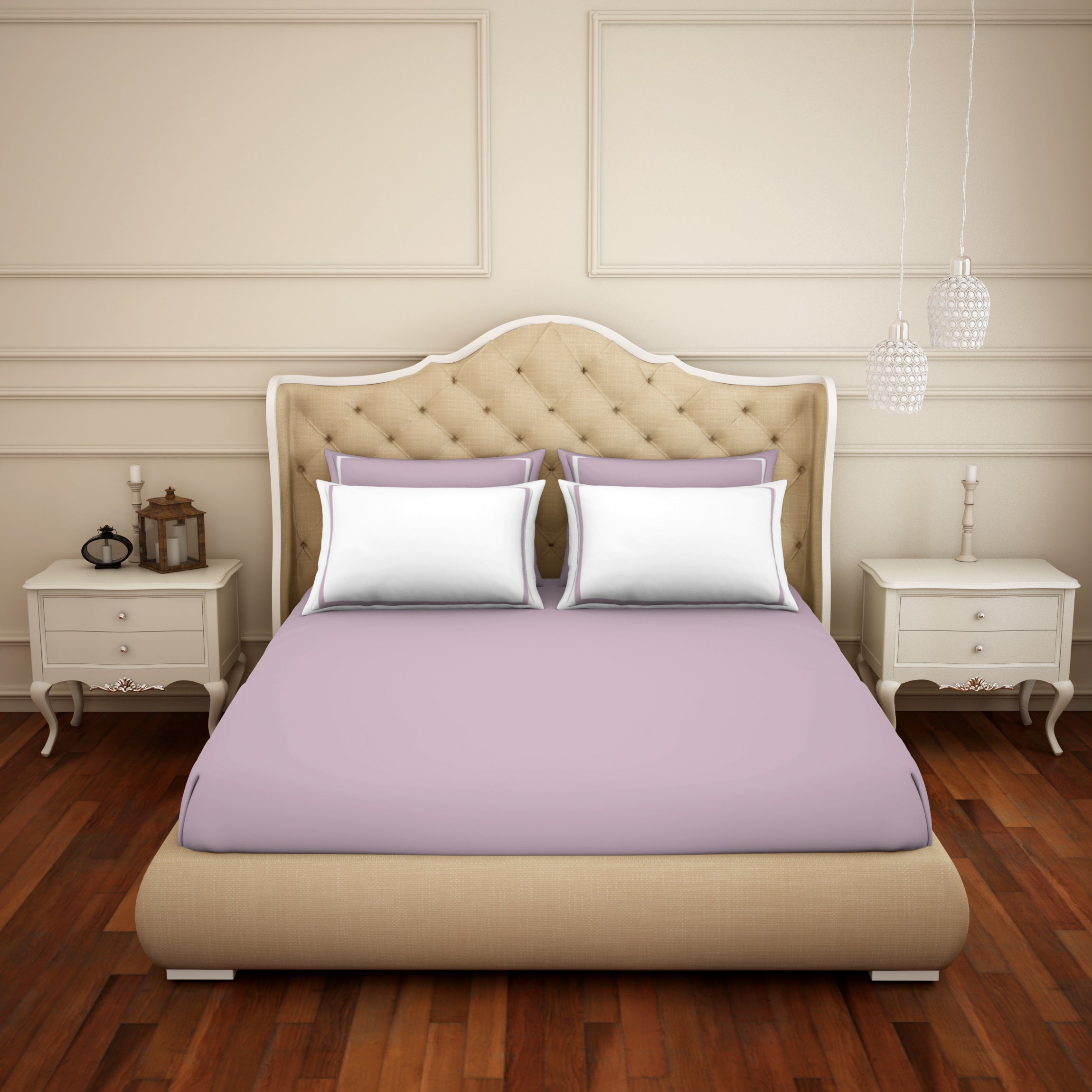 Spaces India Solid Lilac - Light Violet Hygro Cotton King Size Bedsheet - Hygro By Spaces
