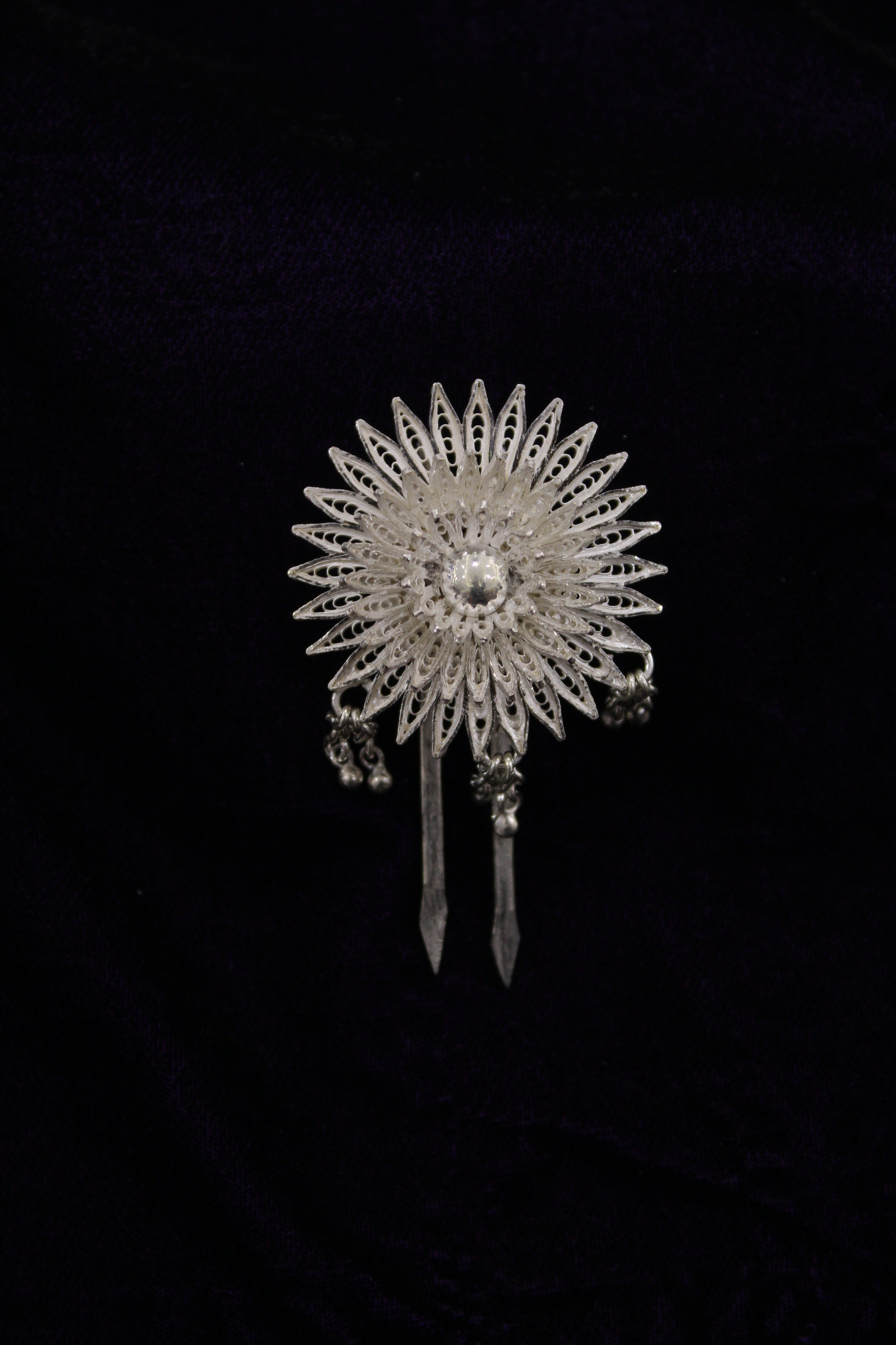 Indianvillez Lotus Design Silver Filigree Hair Pin - view 2