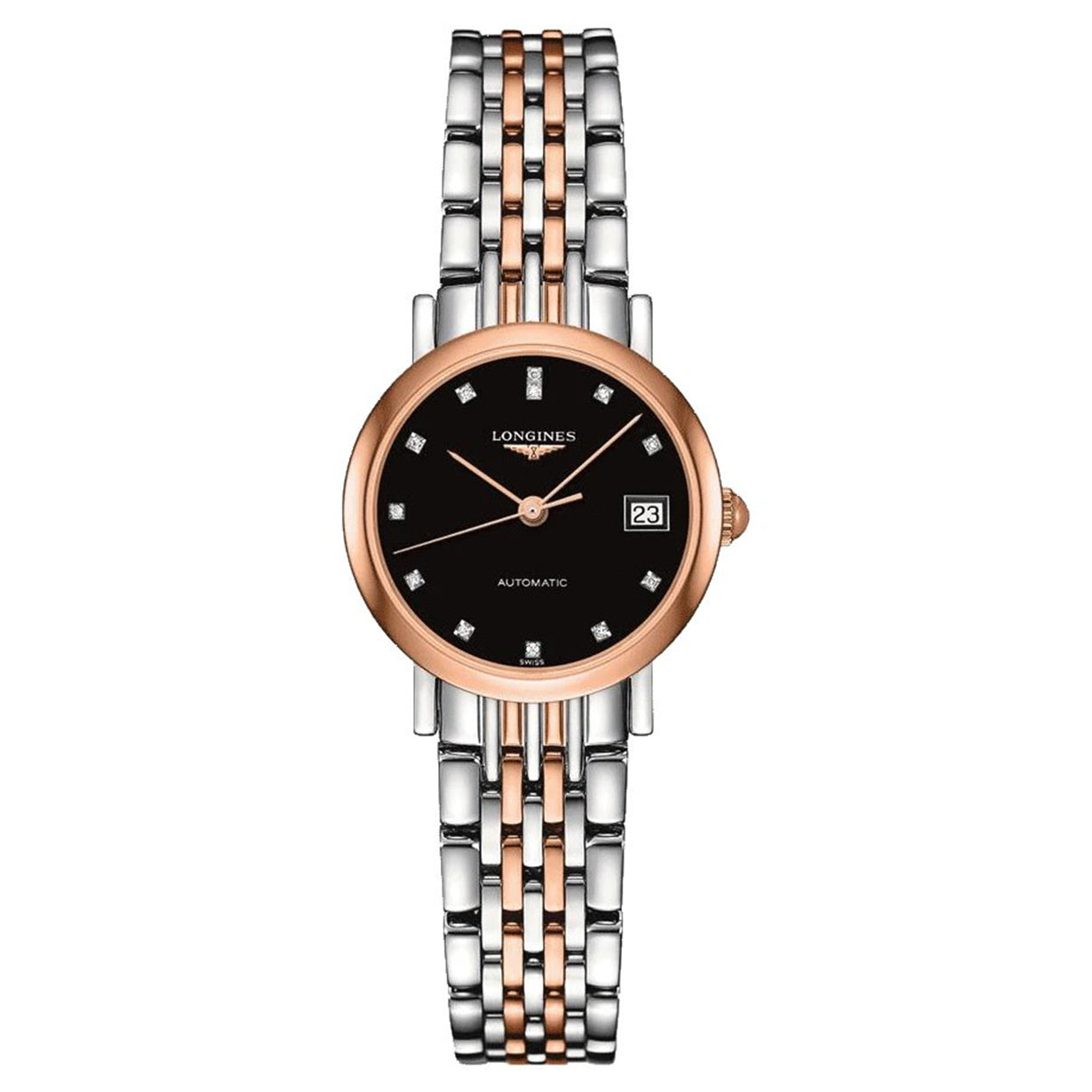 Longines Elegant Black Dial Women 25.5mm