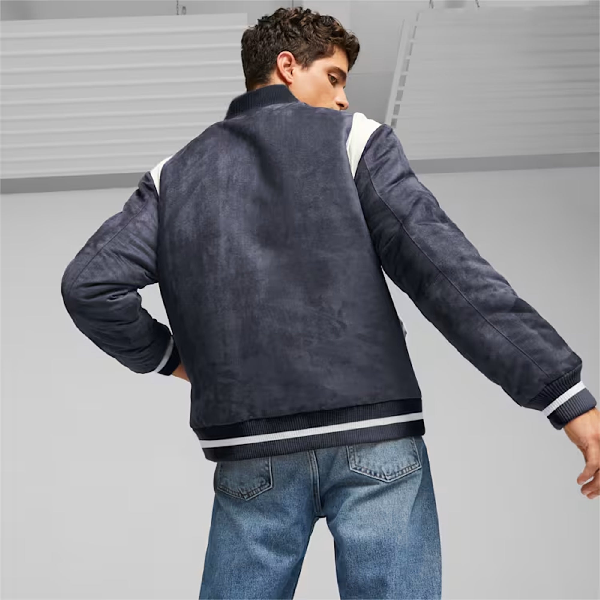 Puma | PUMA x STAPLE VARSITY JACKET { NEW NAVY - view 3