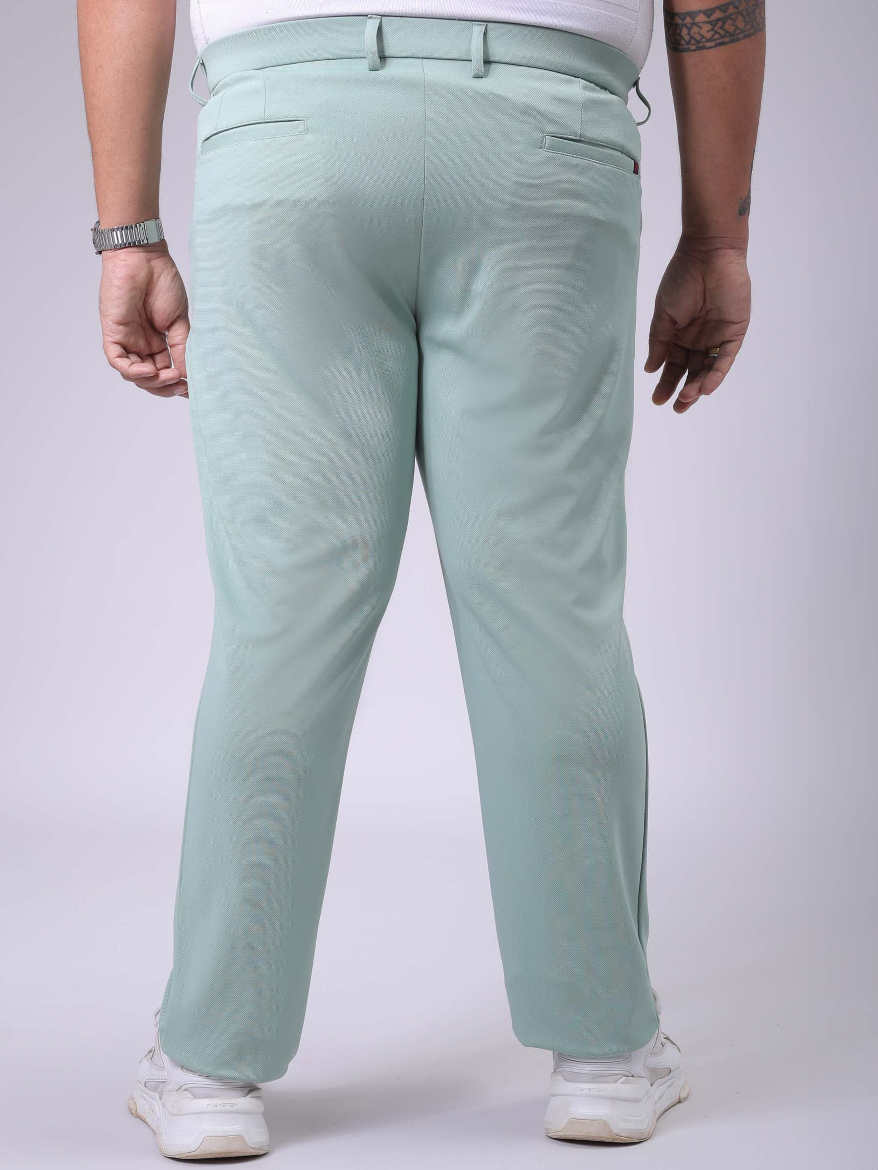 HARDSODA Men's Plus Size Green Regular Fit Solid Chinos - view 5