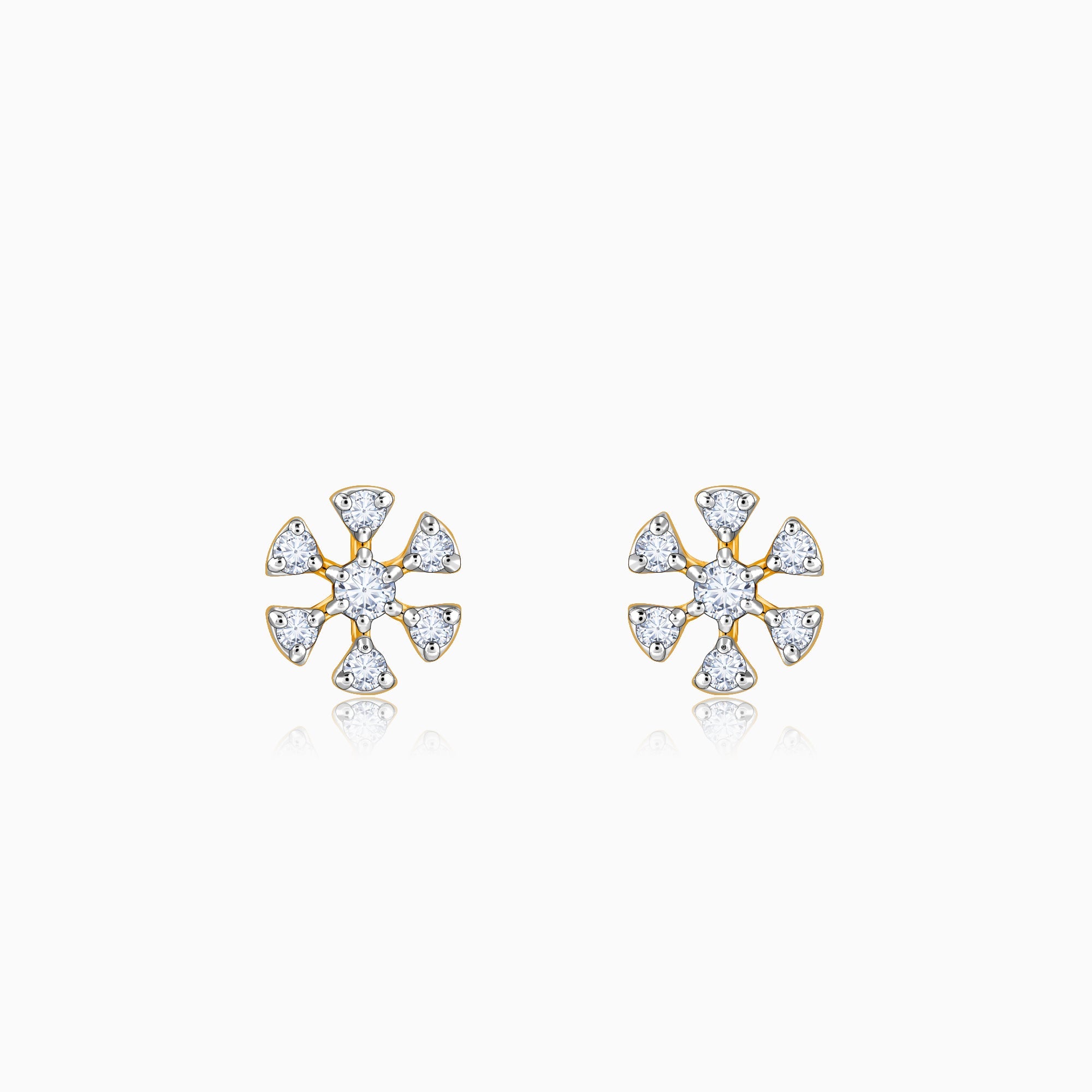 GIVA Jewellery Gold Floret Diamond Studs