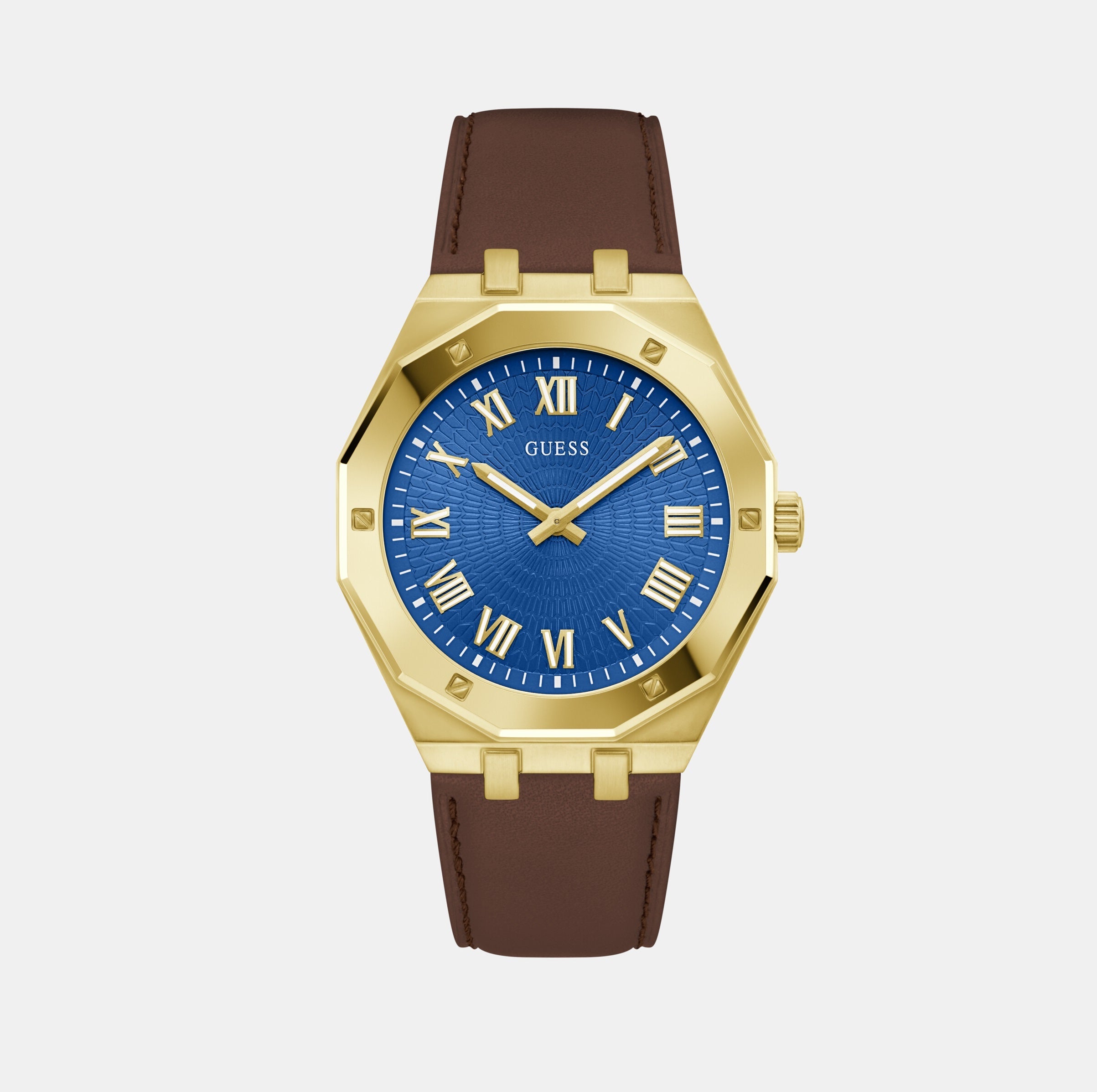 Guess Asset Men Quartz Blue Dial Analog Leather Watch GW0663G2