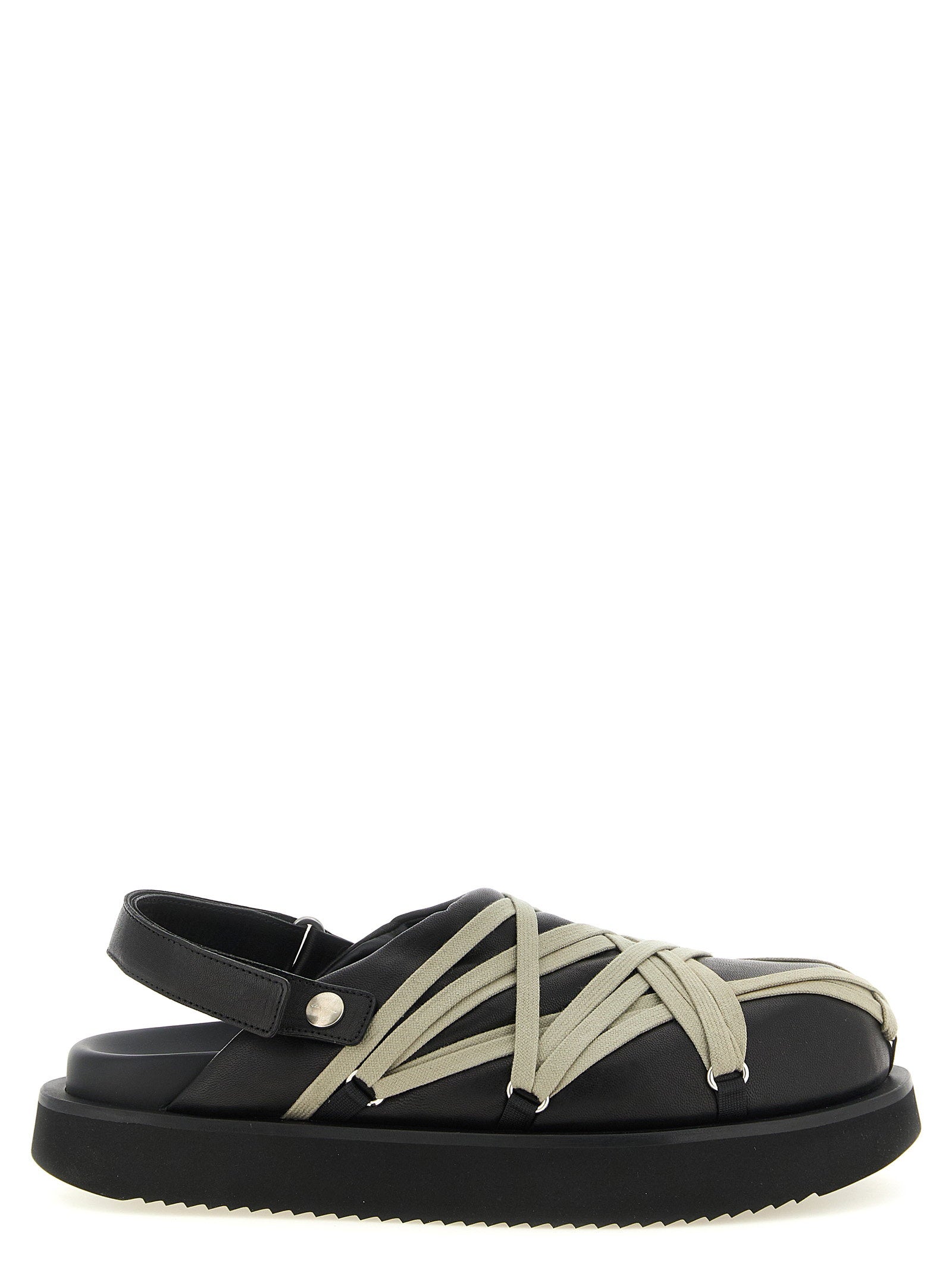 Rick Owens Padded Megalace Platform Sabots – 100% ram leather