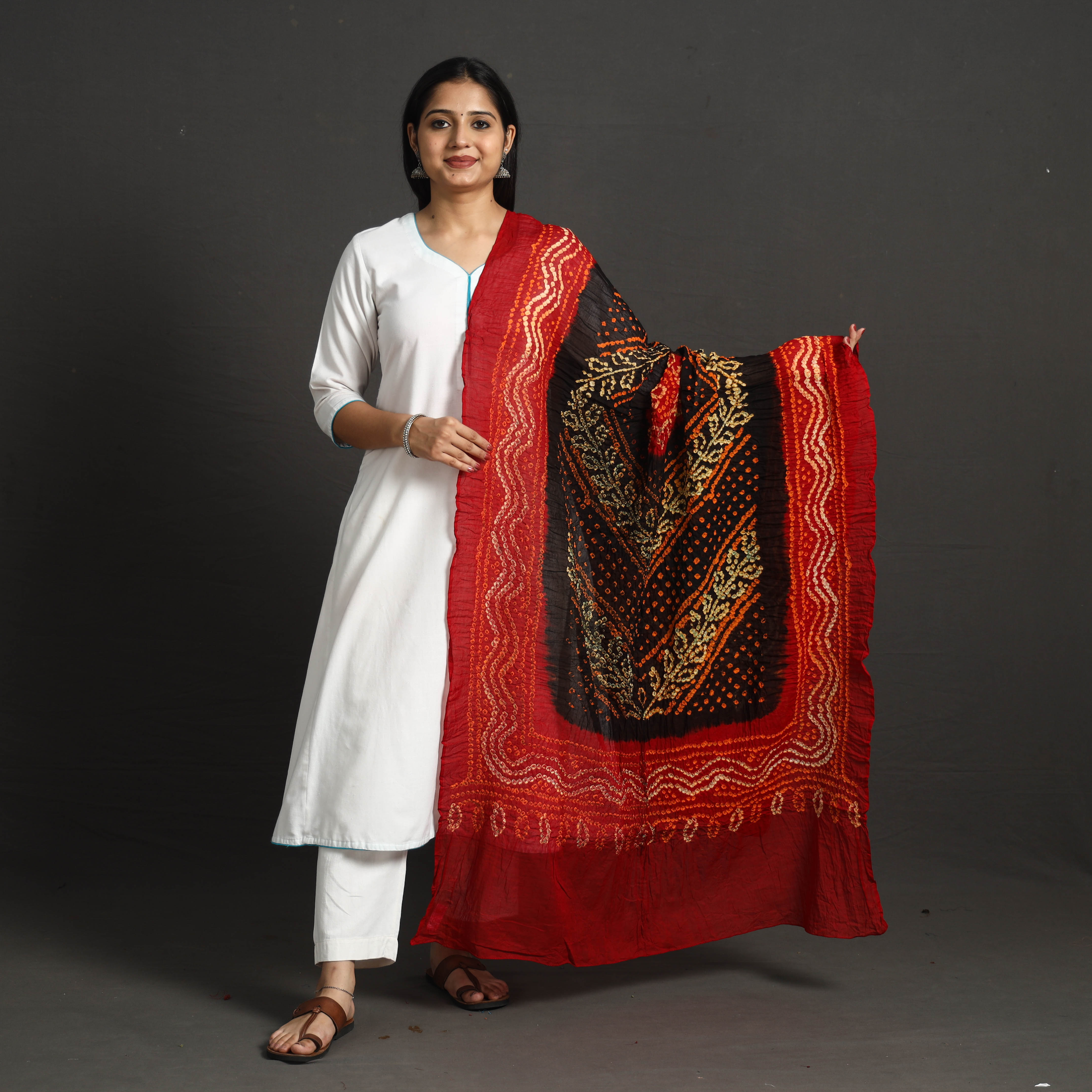 KACHCHH JI CHHAAP Kutch Tie-Dye Cotton Bandhani Dupatta 74