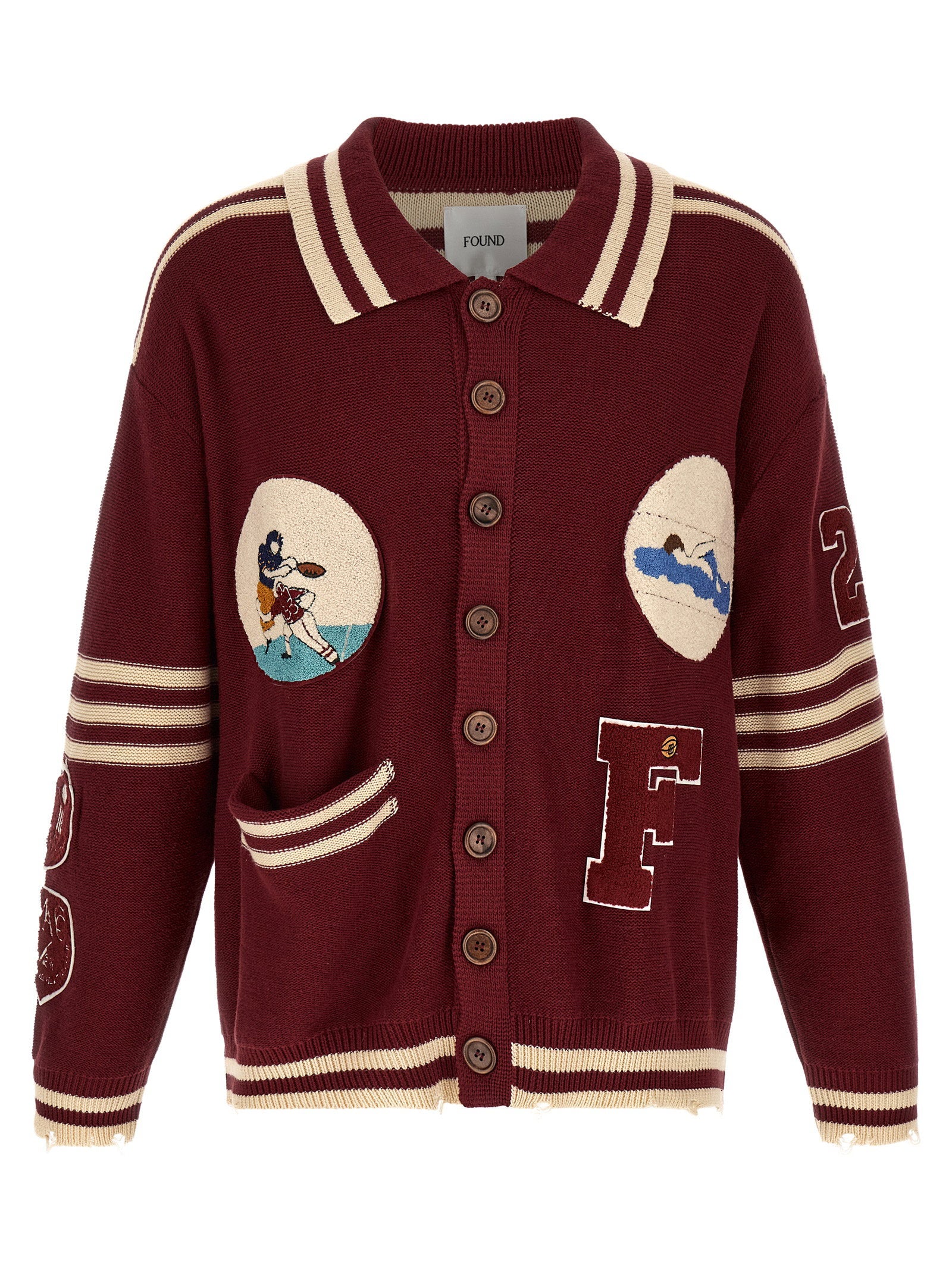 Found Fin Varsity Collared Cardigan – 100% cotton