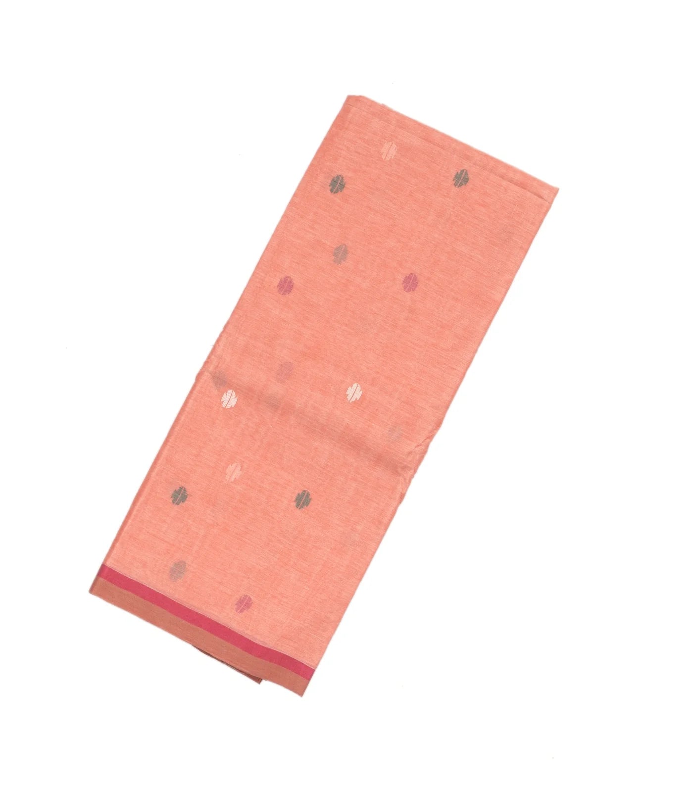 RmKV Light Peach Bengal Cotton Saree With Diamond Motifs