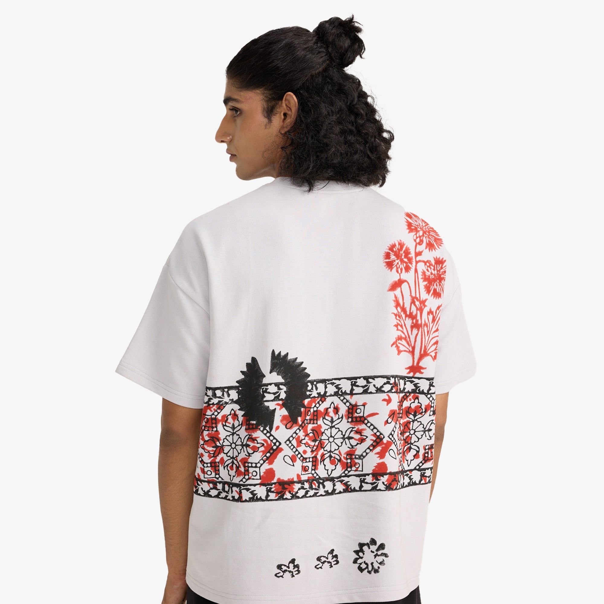 F A R A K | Grey Block Printed T-shirt { Grey/grey - view 3