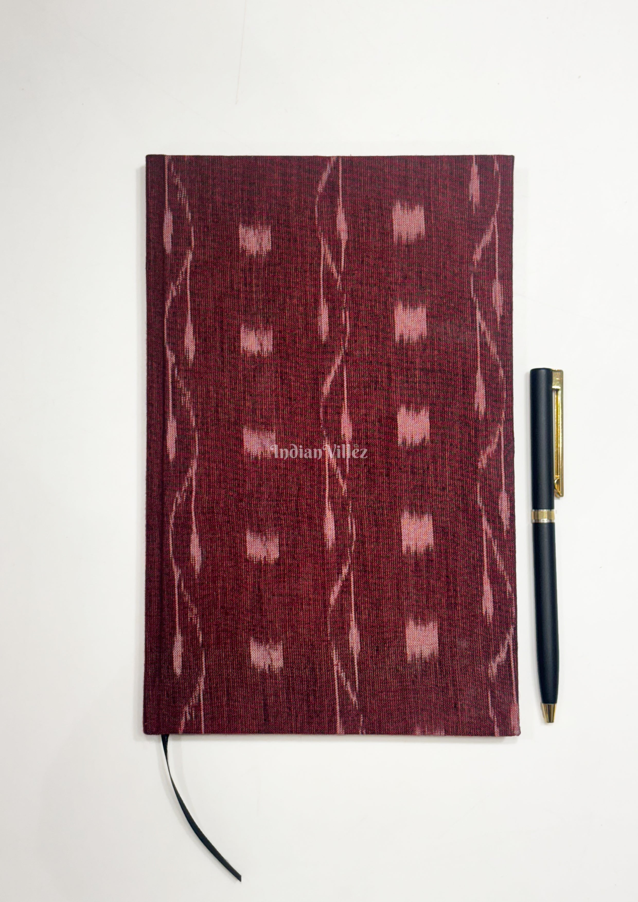 IndianVillèz Marron Handmade Ikat Woven Cotton Fabric Cover Diary - view 2