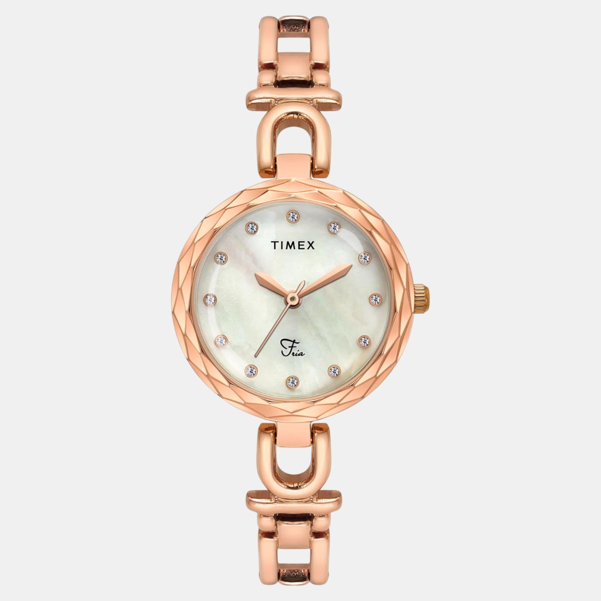 Timex Fria Women Quartz Mother Of Pearl Dial Analog Brass Watch TWEL19902