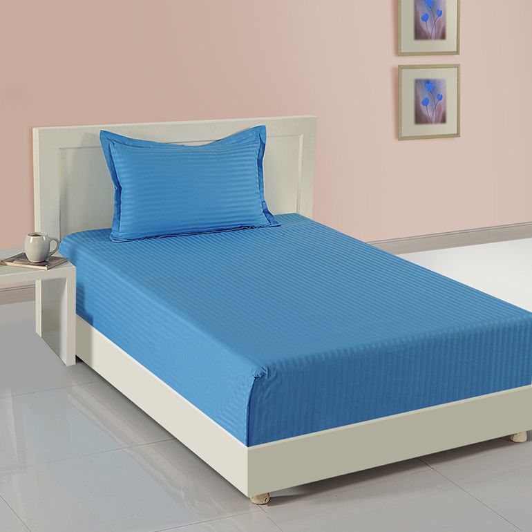 Swayam India Sonata Coral: Alaskan Blue Bed Sheet - view 6