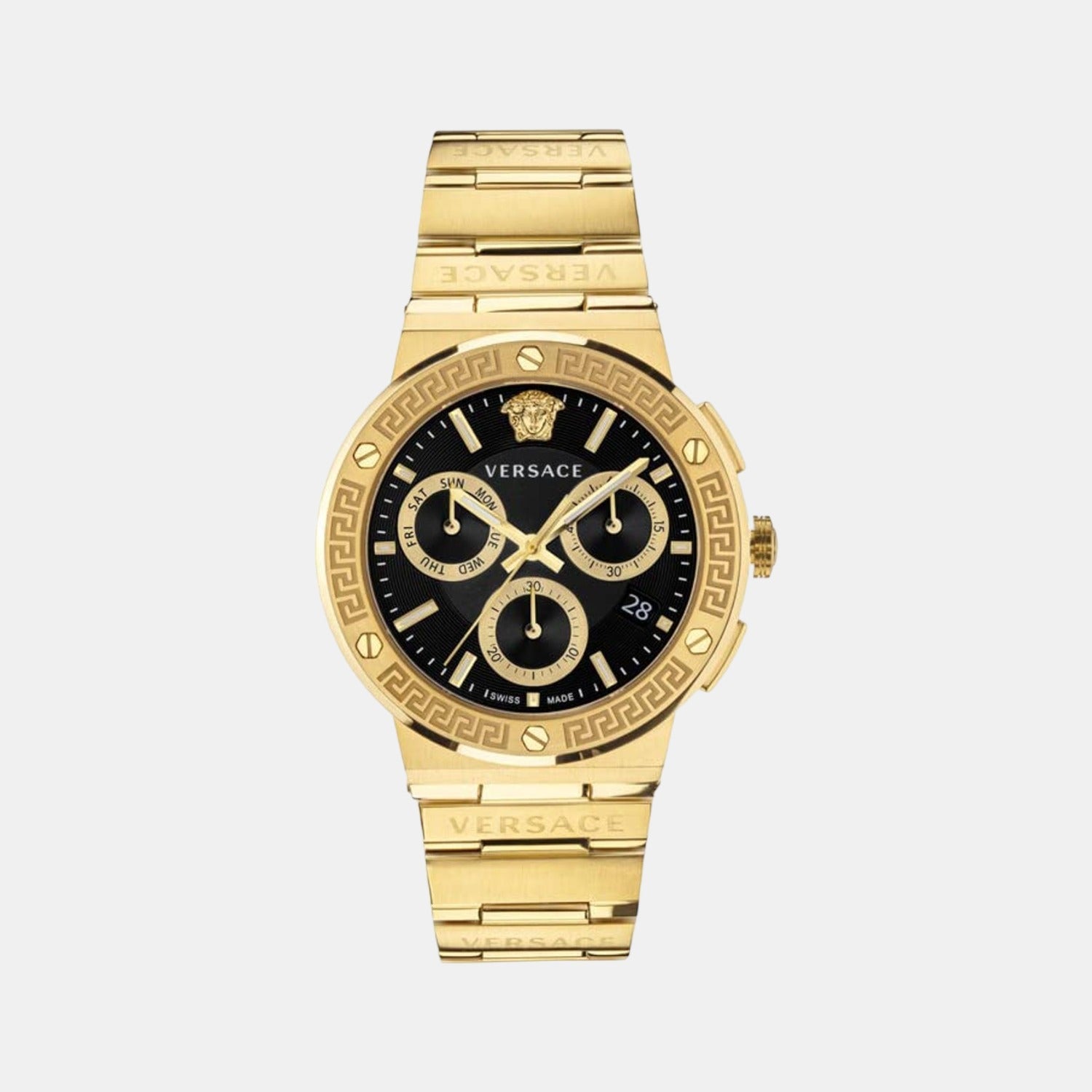 Versace Greca Men Quartz Black Dial Chronograph Stainless Steel Watch VEZ900421