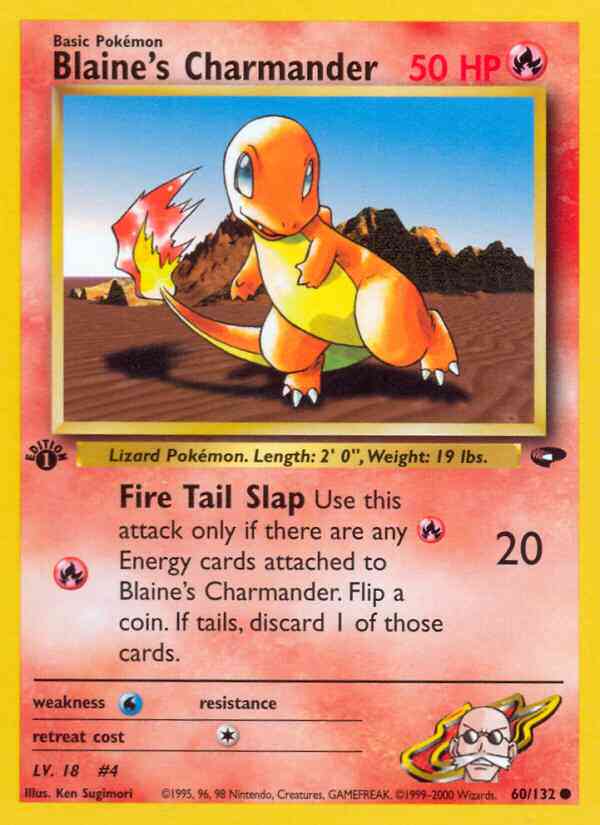 1st edition gym2-60 – Pokémon Blaine's Charmander - 60/132 - Common - 1st Edition [gym2-60] [Non-Holo]