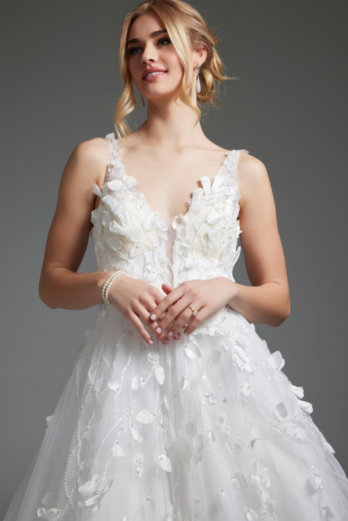 Jovani JB40511 A Line Bridal Gown Open Back Wedding Dress - view 4