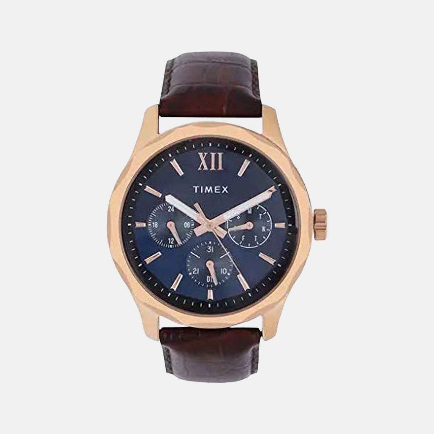 Timex Empera Men Quartz Blue Dial Multi-Function Leather Watch TW0TG7601