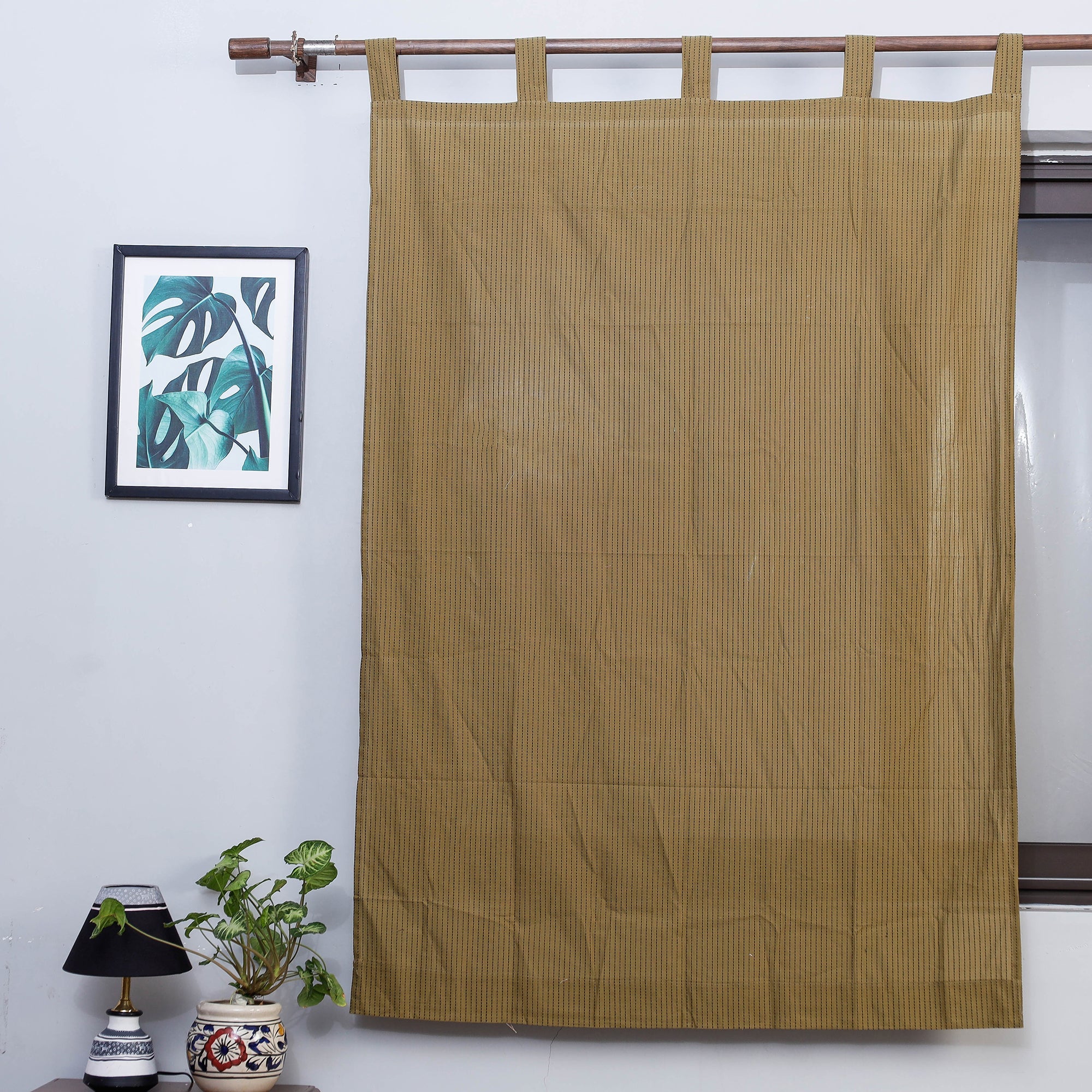 NOORI BAZAR Brown - Jacquard Weave Cotton Window Curtain (5 x 3.5 Feet) (single piece)