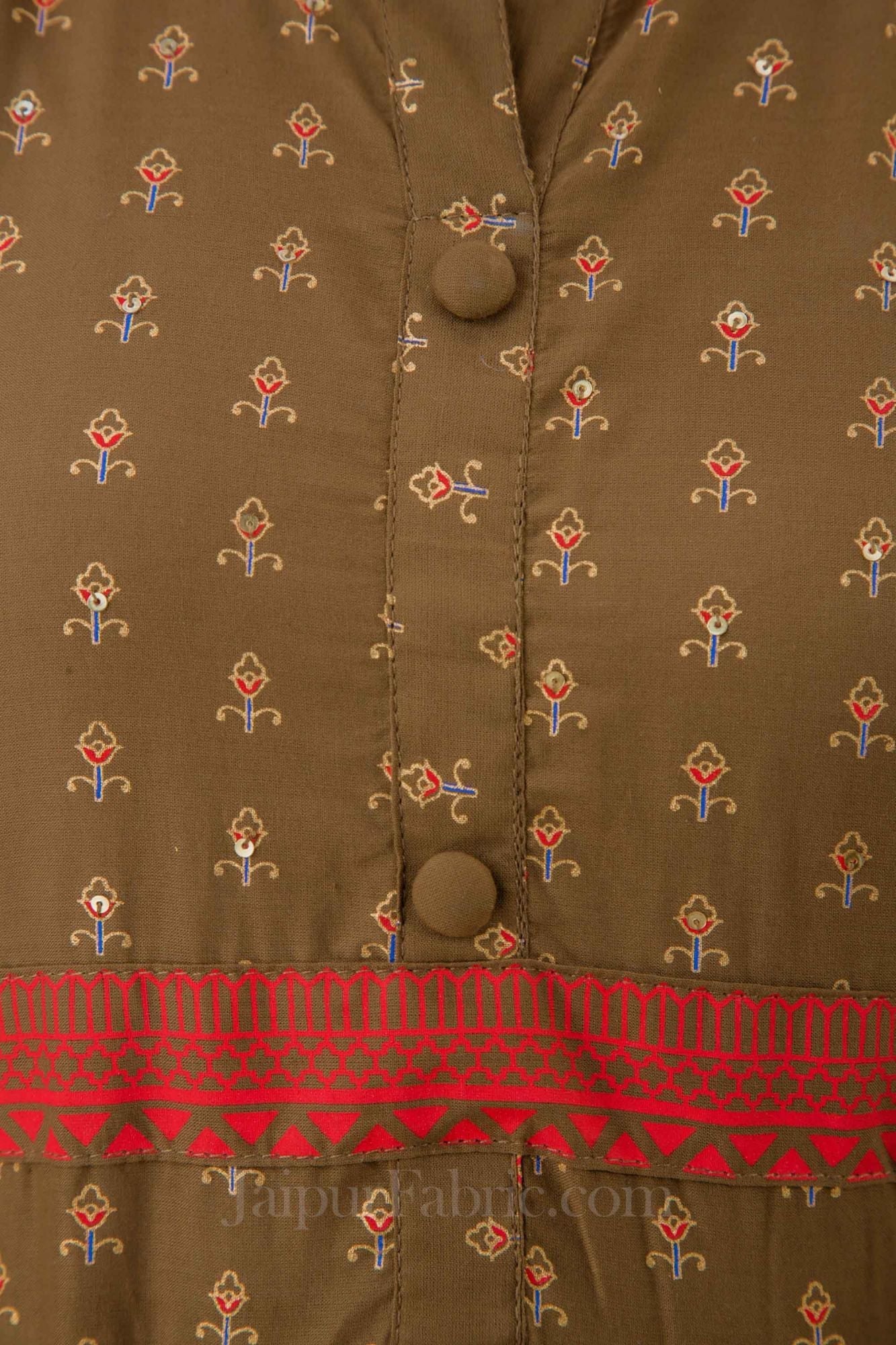JaipurFabric® Women Brown Cotton Long Flared Kurti - view 3