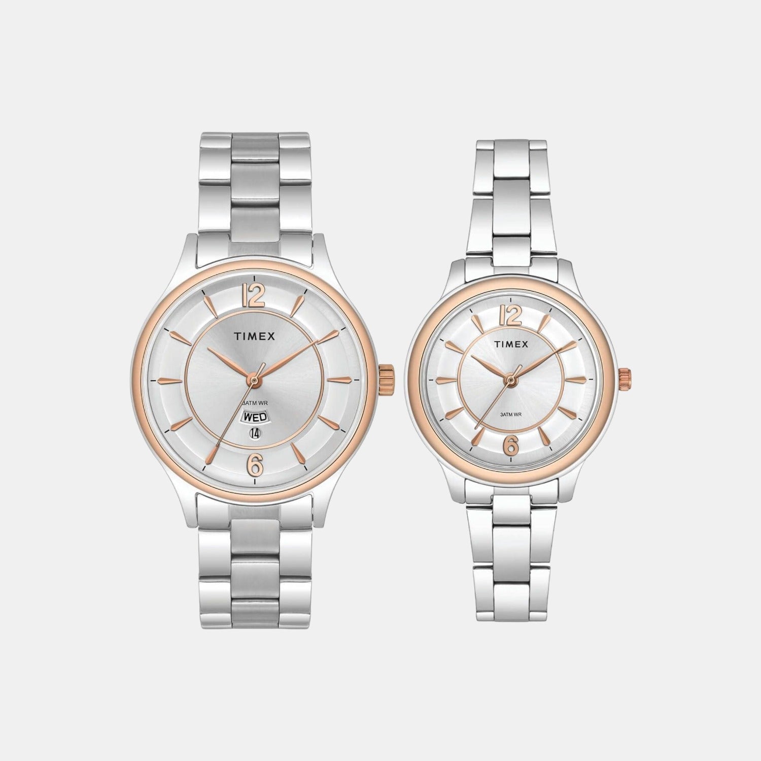 Timex Empera Couple Quartz Silver Dial Analog Stainless Steel Watch TW00PR274