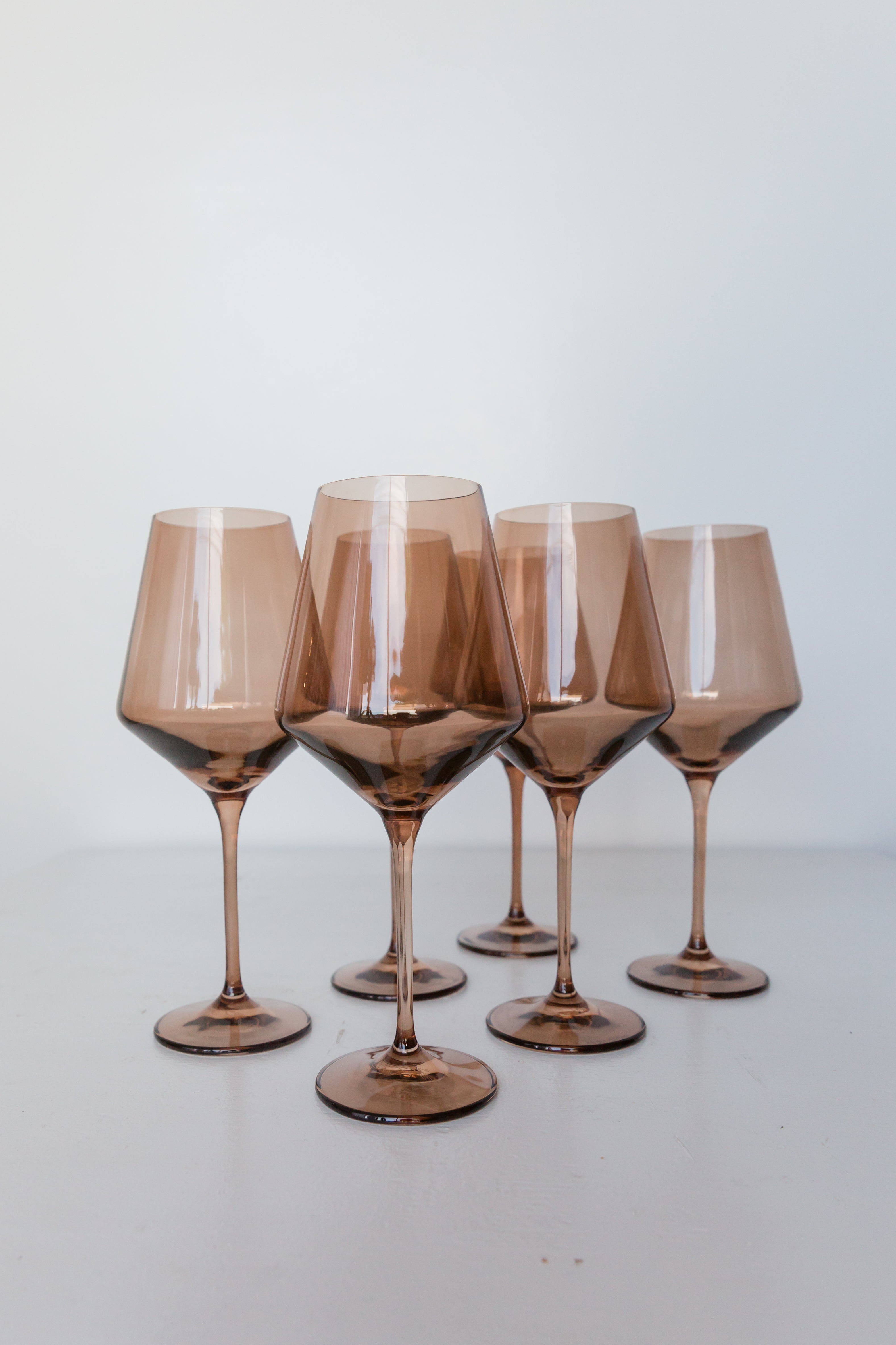 RH Signature Co. Estelle Colored Wine Stemware - Set of 6 {Mocha Mousse (Our Amber Smoke)}