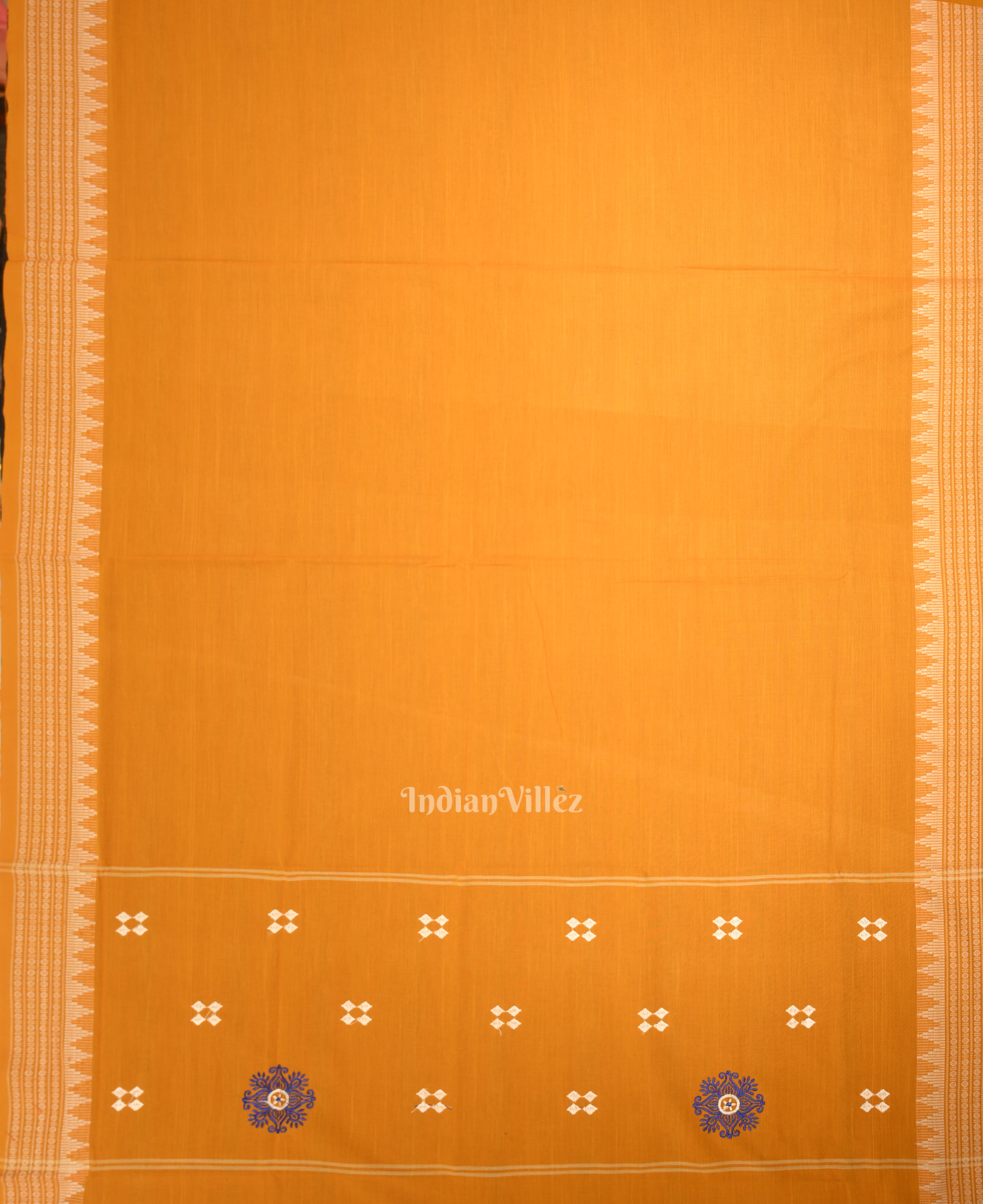 IndianVillèz Navy Blue Yellow Flower Buti Odisha Ikat Sambalpuri Dress Material & Dupatta - view 4