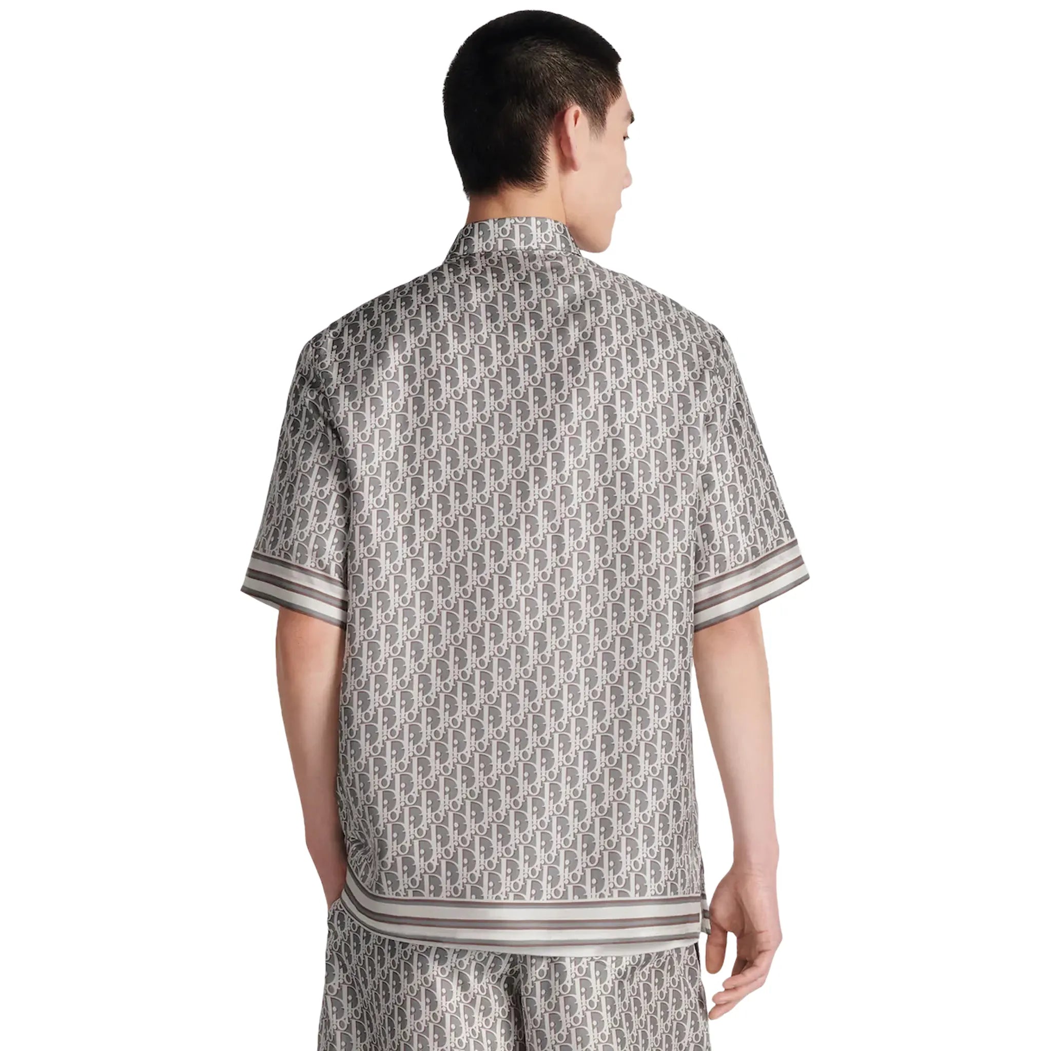 Dior Oblique Short Sleeved Grey Silk Twill Shirt - view 4