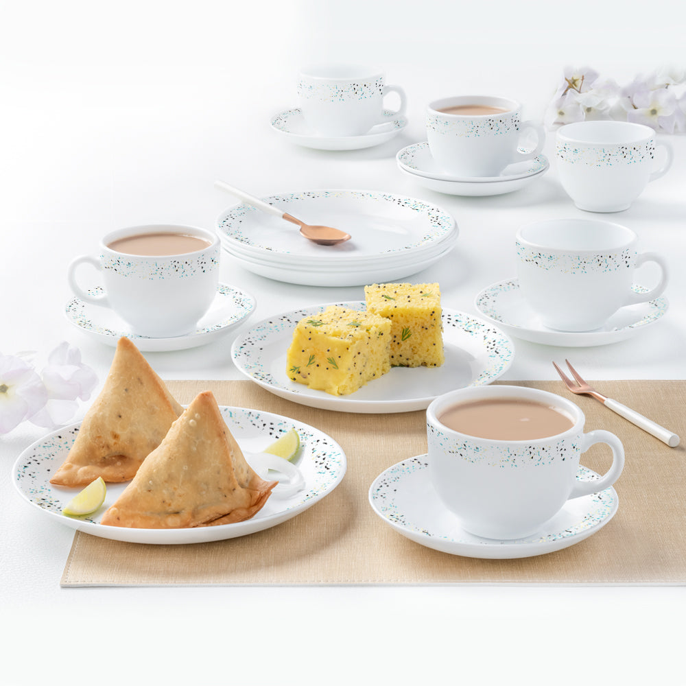 My Borosil Larah by Borosil Riva Snack Set w Cups & Saucers
