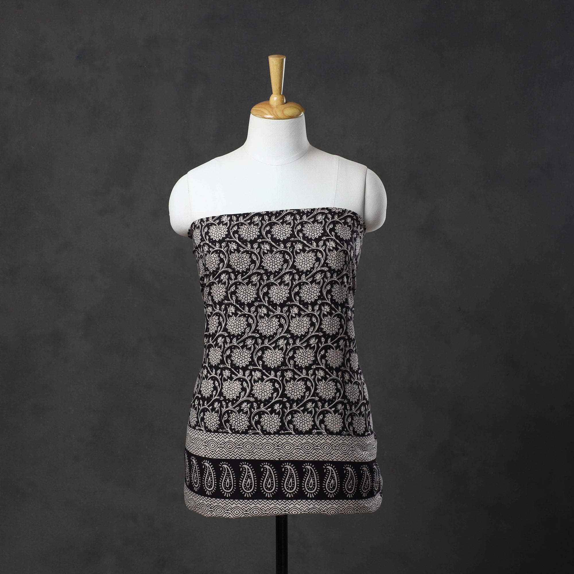 BAGH PRINTS BY MOHAMMED BILAL KHATRI Black - Natural Dyed Cotton Bagh Print Kurta Material (2.2m) 27