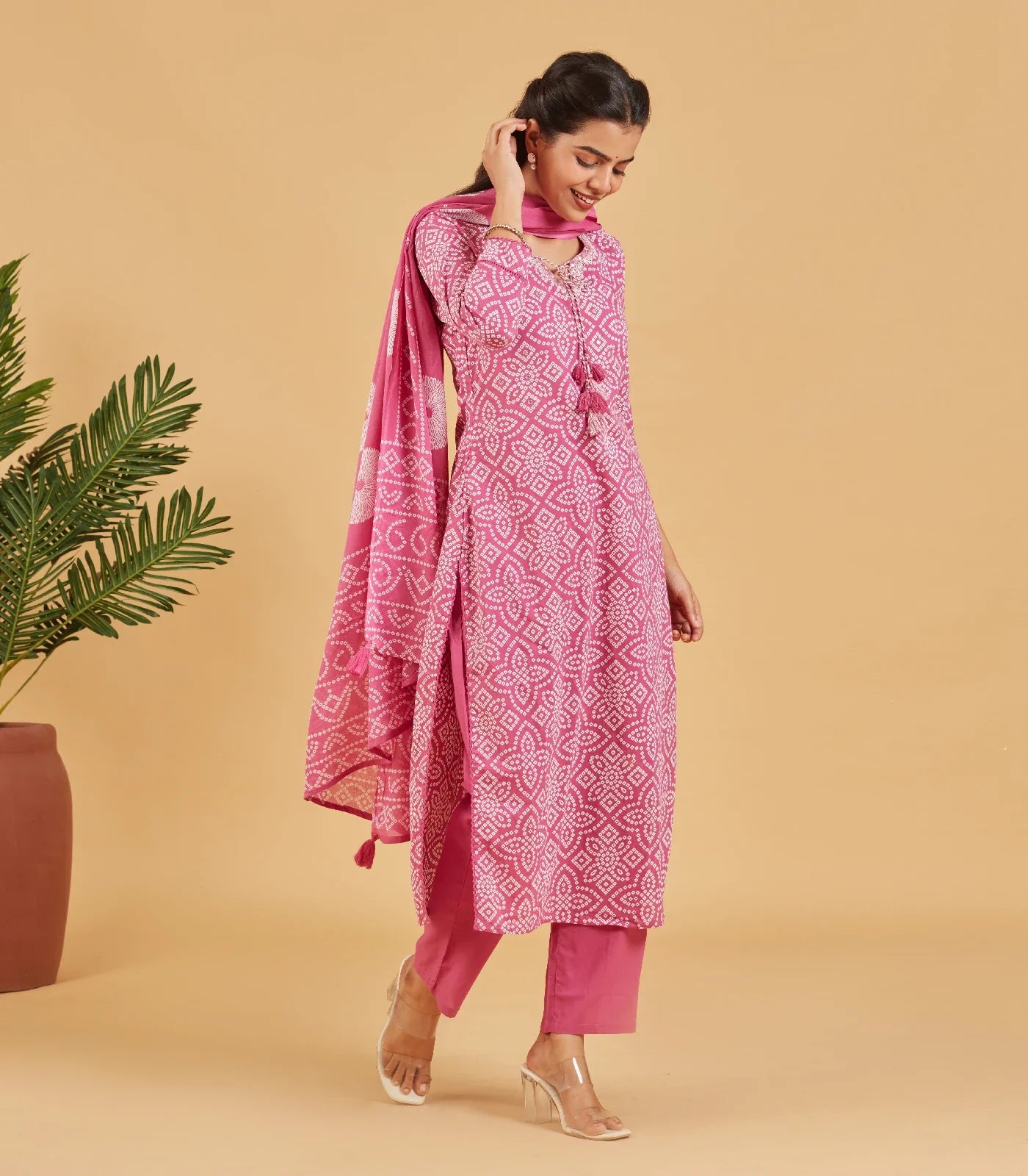 RmKV Berry Pink Printed Kurta Set - view 2