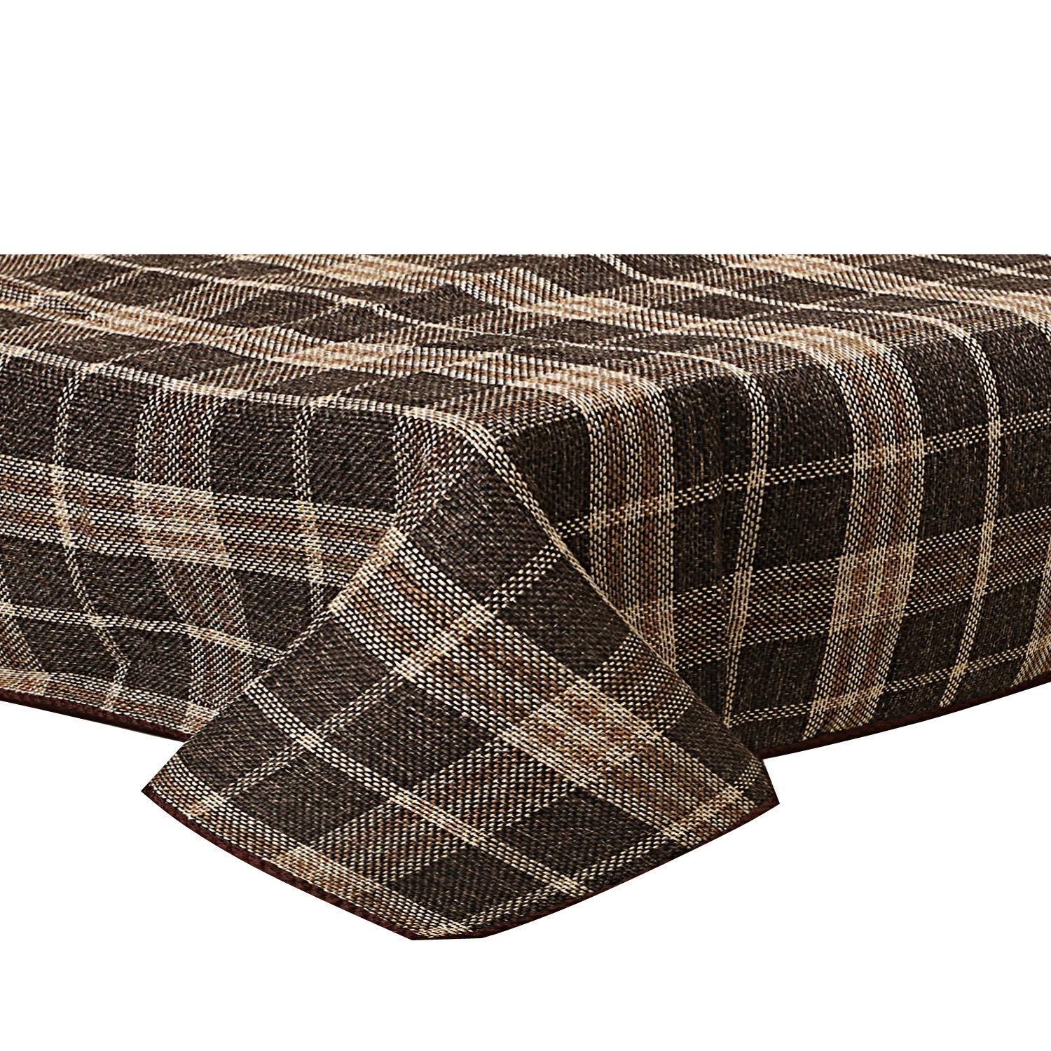 Kuber Industries Checkered Jute 4 Seater Reversible Centre Table Cover - Coffee (CTKTC01197) - view 2