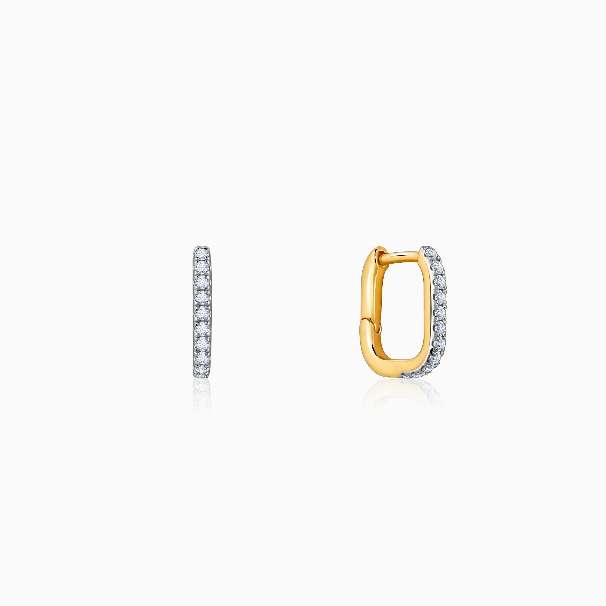 GIVA Jewellery Gold Bold Circles Diamond J Hoop Earrings