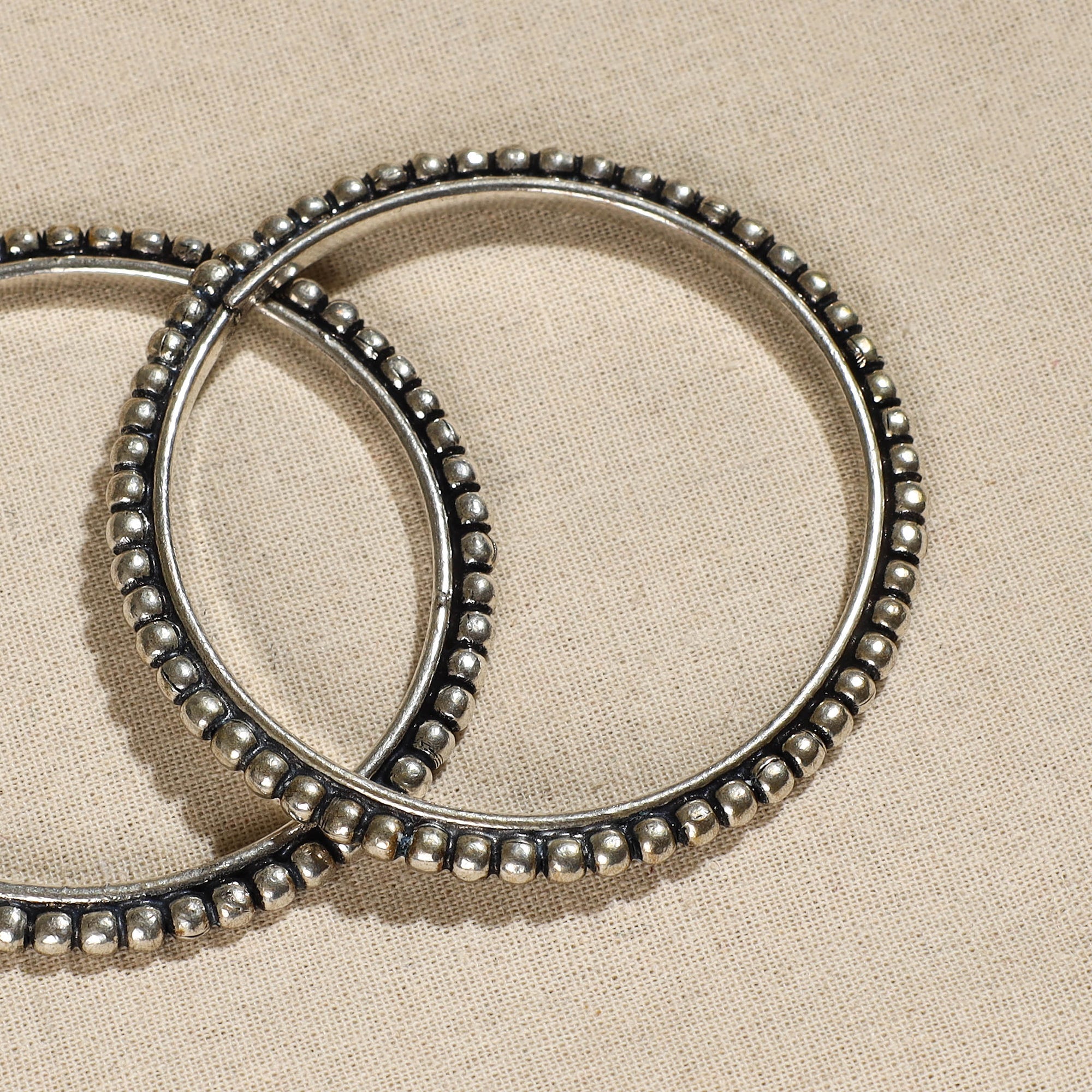 WHITE RIVER STORIES Antique Finish Oxidised White Metal Bangle (Set of 2) 09 - view 2