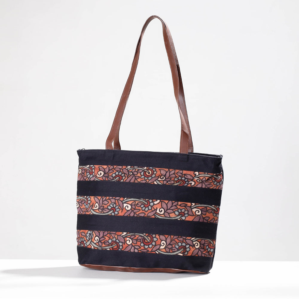 DWARAKA PLUS Black - Shoulder Bag - Handpainted Kalamkari Natural Dyed Cotton
