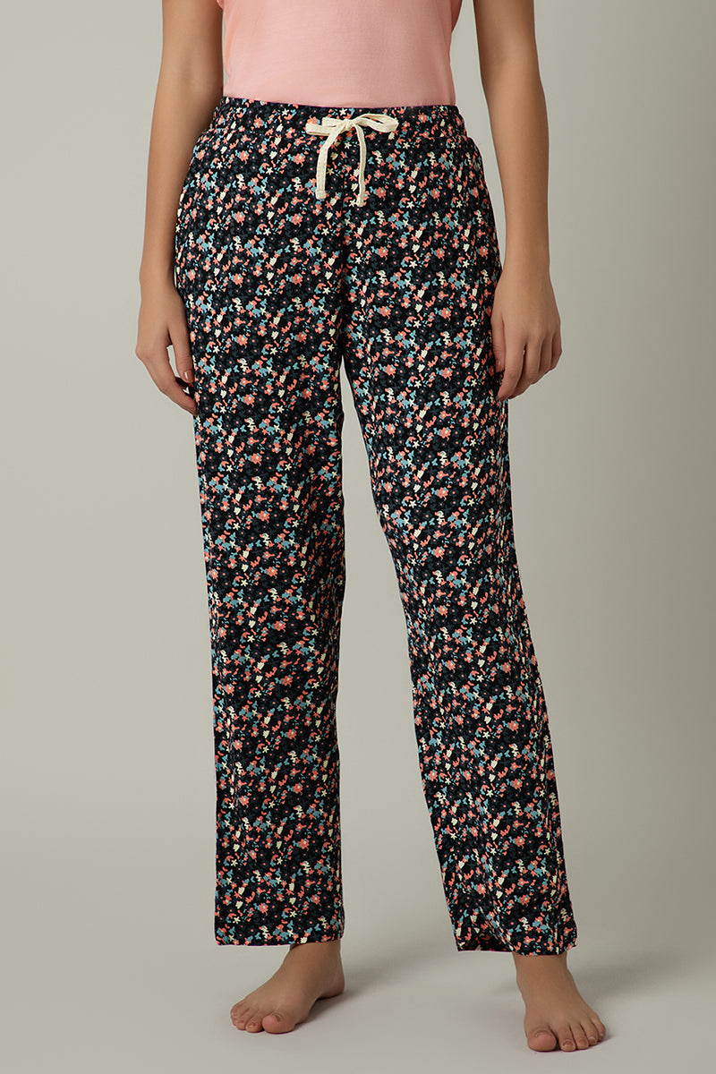 Amante Full Length Pyjama Bottom - Black Beauty Floral Print