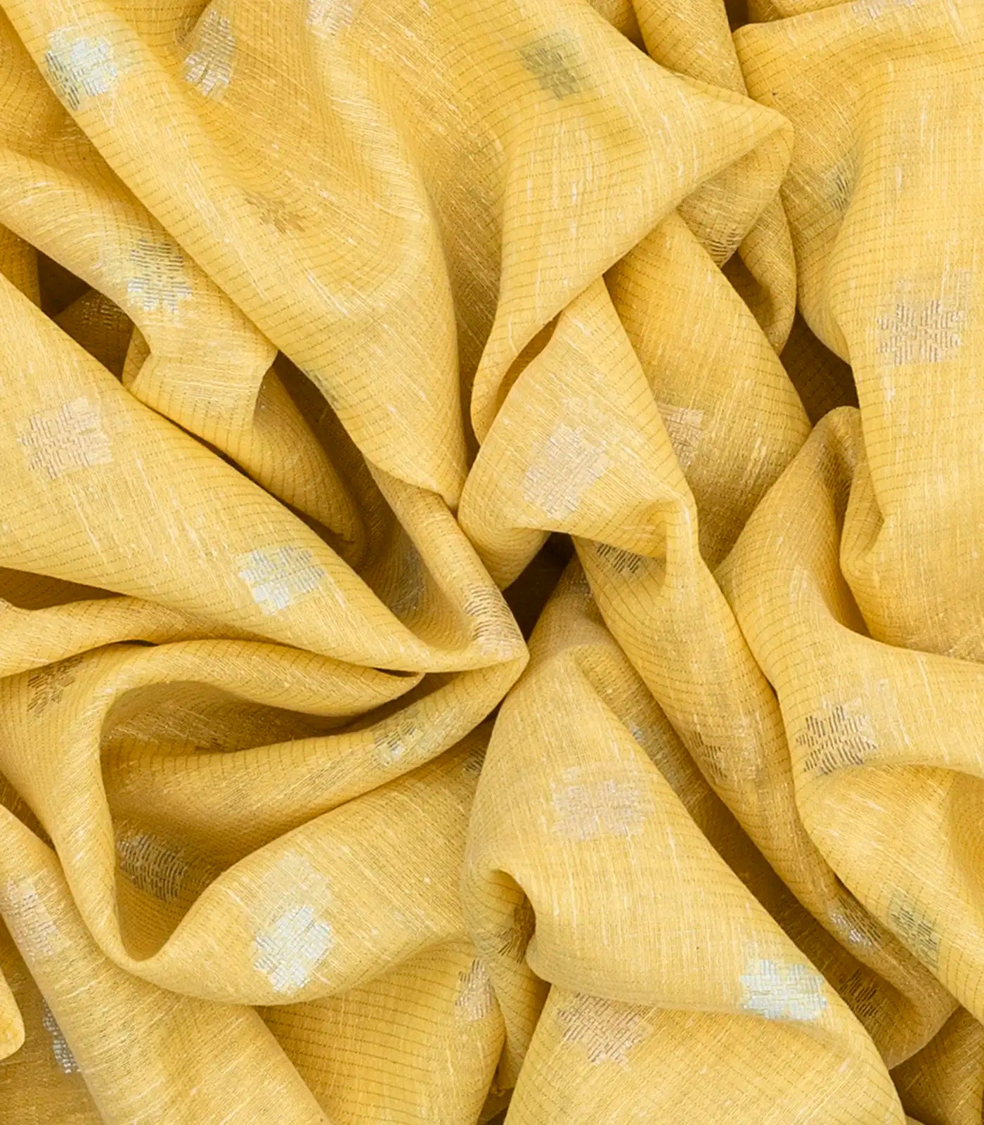 RmKV Yellow Tissue Embroidered Saree With Floral Motifs-Yellow - view 3